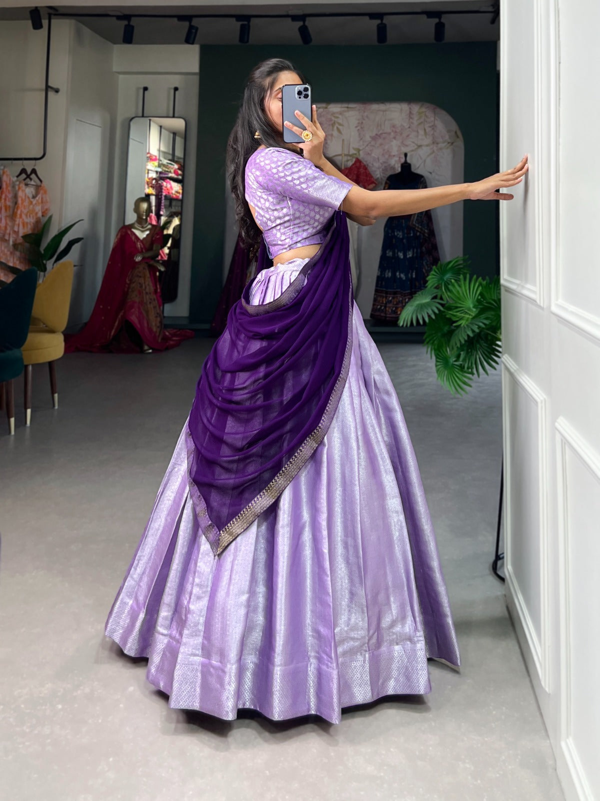 Radiant Jacquard Silk Weaving Worked Lehenga Choli Set - INDIAN ELEGANCE