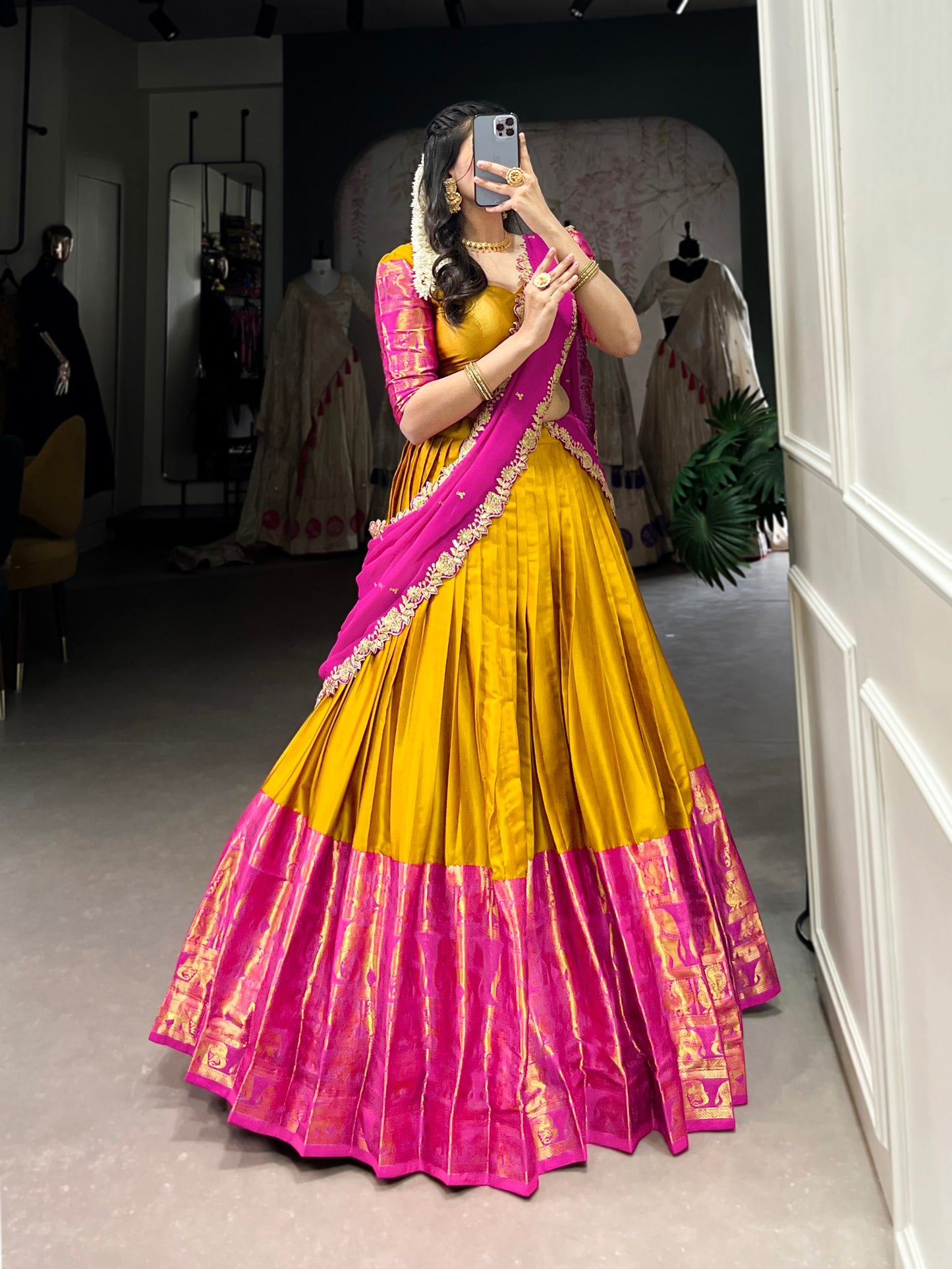 Adorable Narayan Pattu Zari Weaving Worked Lehenga Choli
