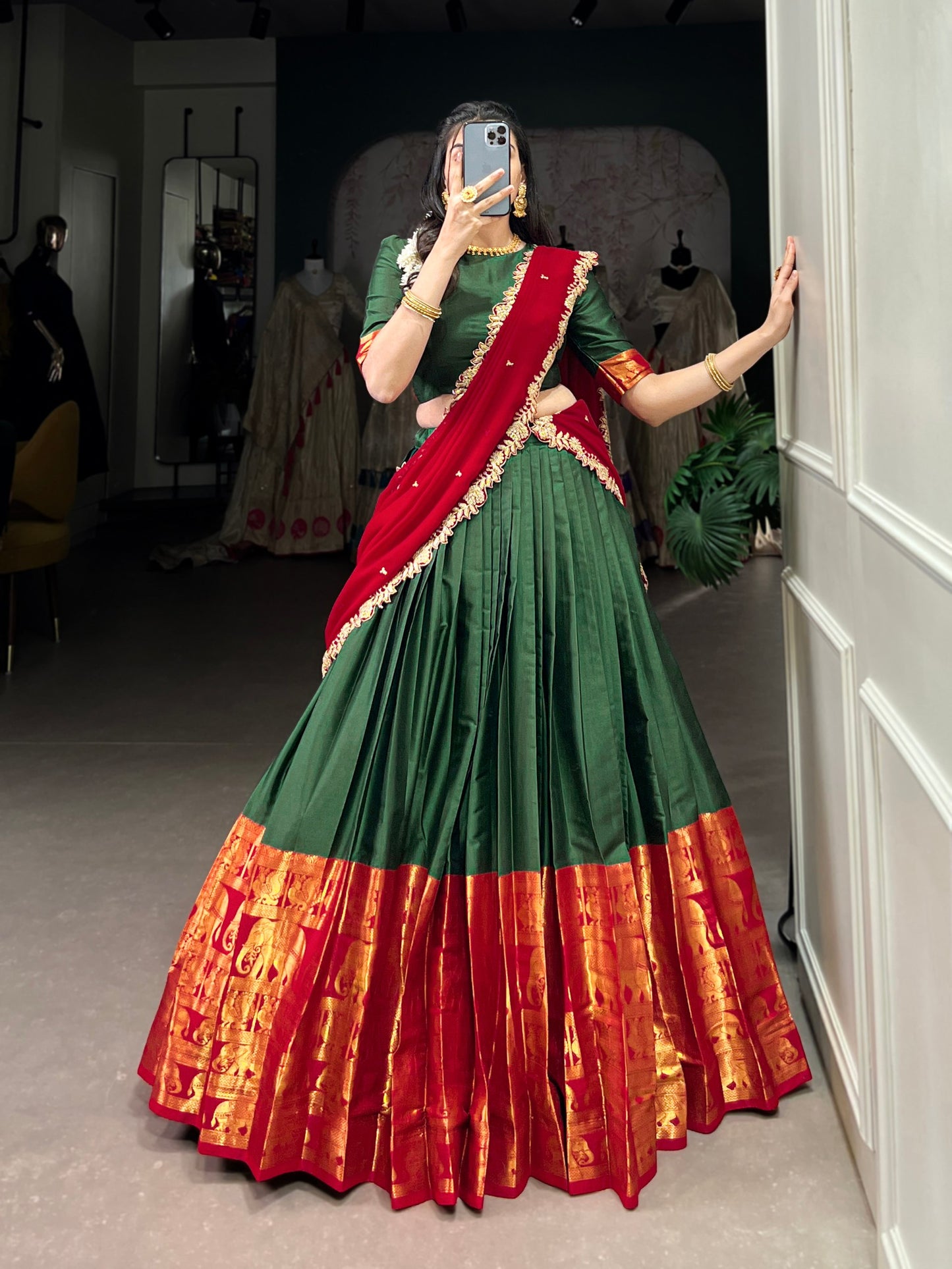 Adorable Narayan Pattu Zari Weaving Worked Lehenga Choli