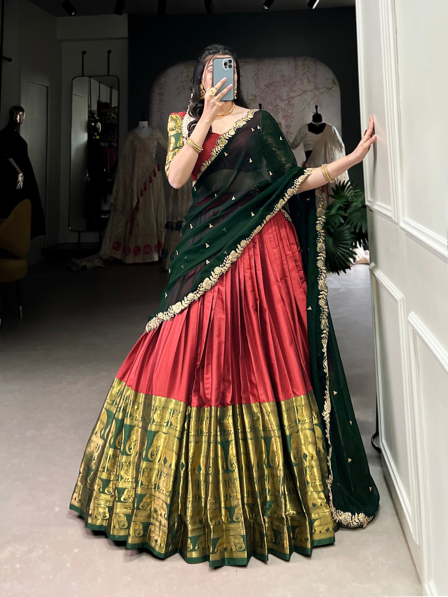 Adorable Narayan Pattu Zari Weaving Worked Lehenga Choli