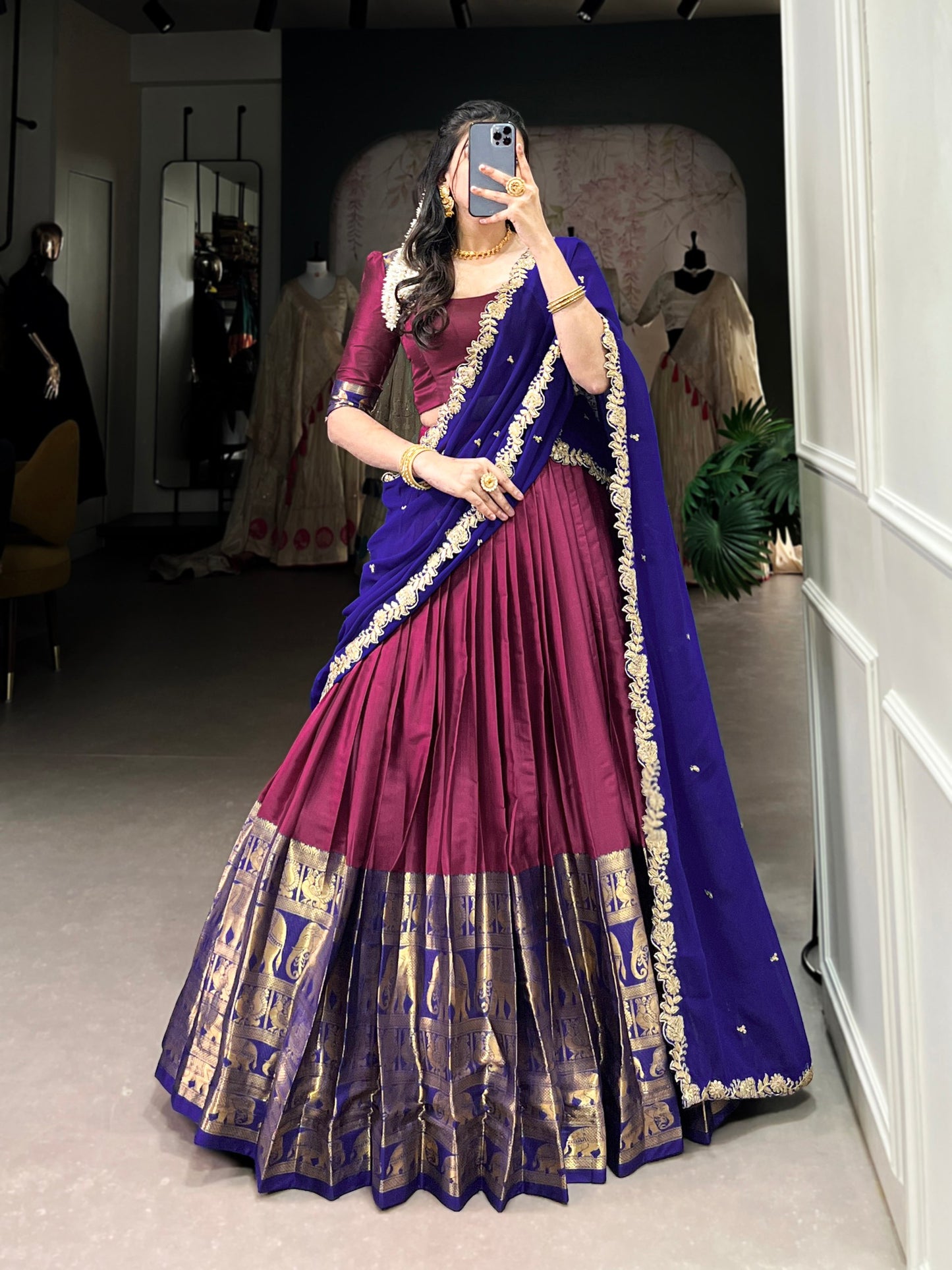 Adorable Narayan Pattu Zari Weaving Worked Lehenga Choli