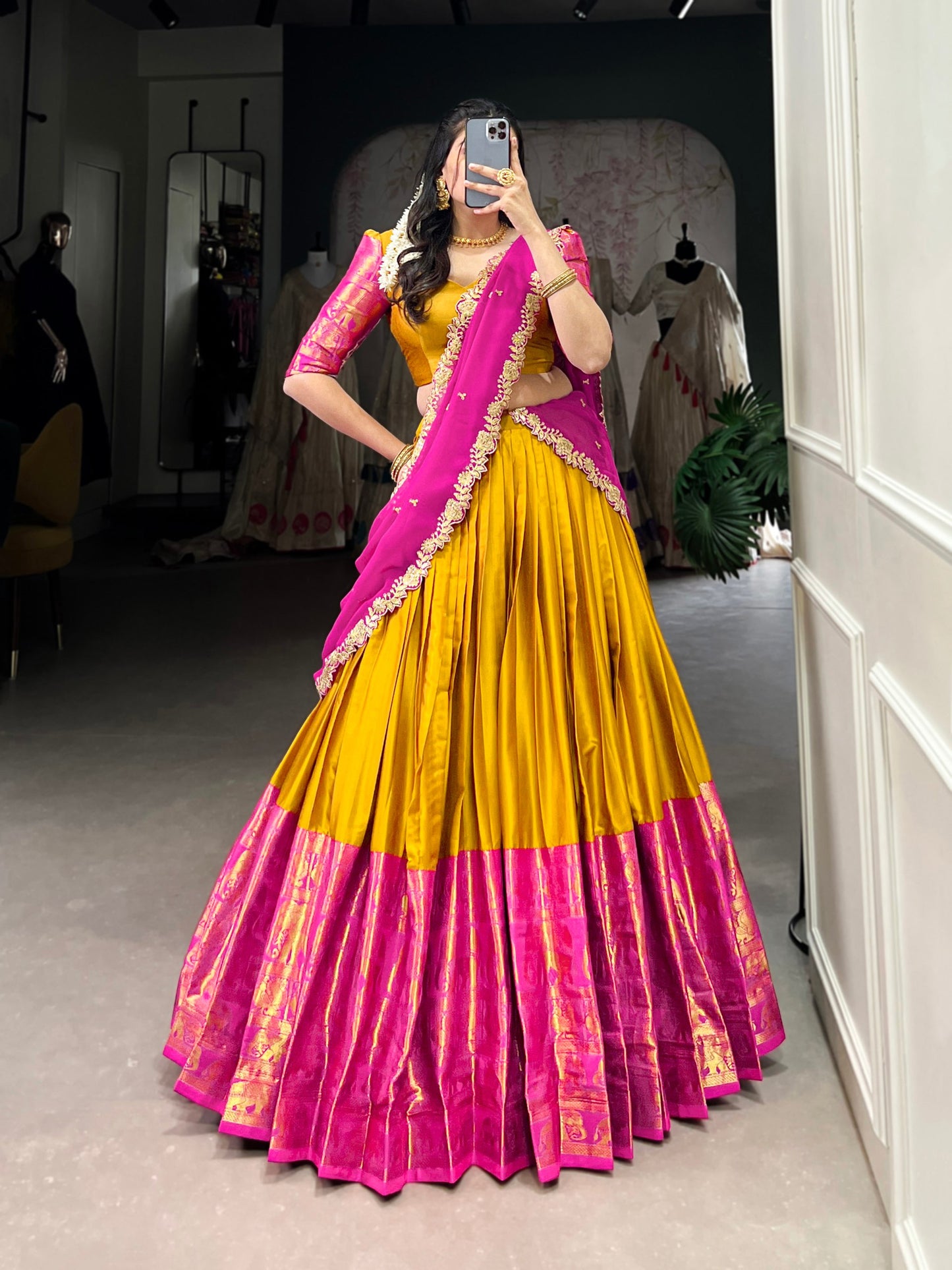 Adorable Narayan Pattu Zari Weaving Worked Lehenga Choli