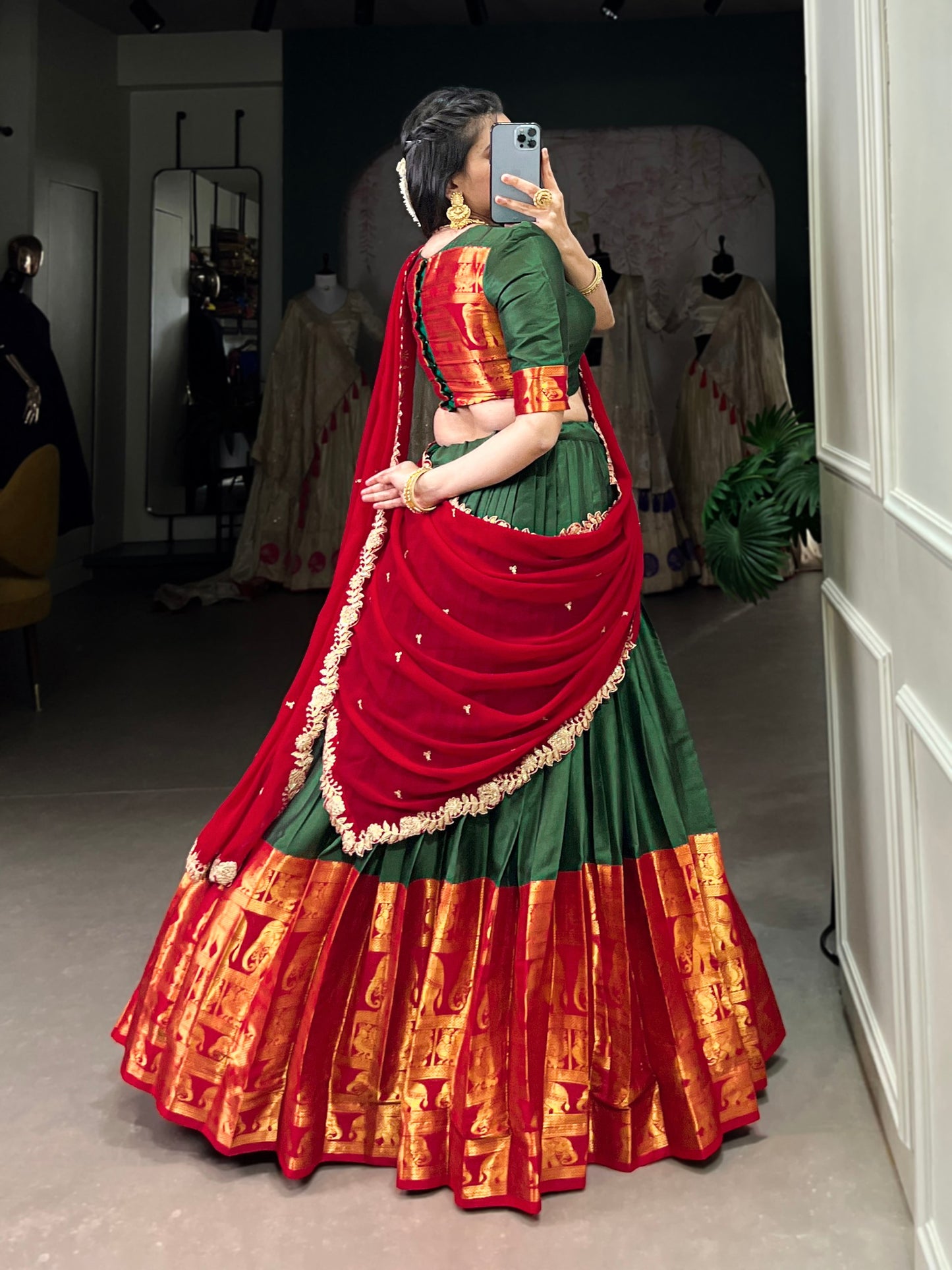 Adorable Narayan Pattu Zari Weaving Worked Lehenga Choli