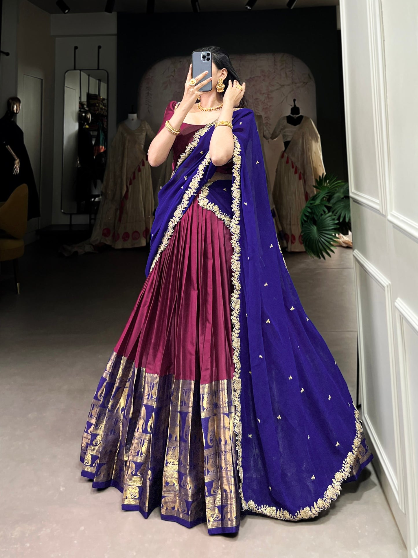 Adorable Narayan Pattu Zari Weaving Worked Lehenga Choli