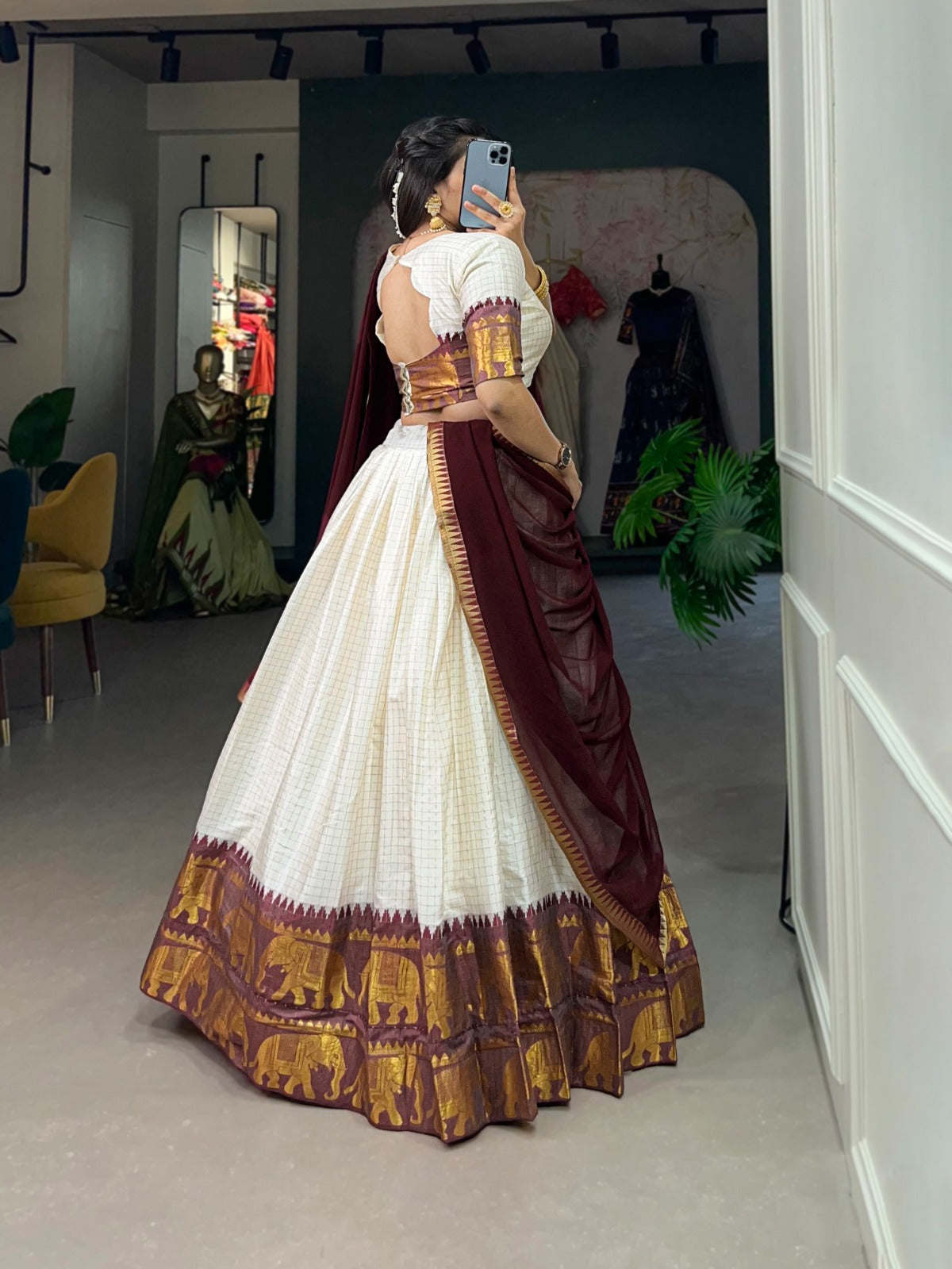 Radiant Poly Cotton Zari Weaving Worked Lehenga Choli Set - INDIAN ELEGANCE