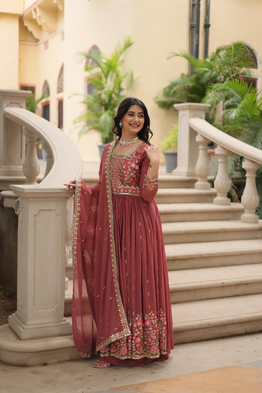 Breathtaking Faux Georgette Rich Sequins Embroidered Top Sharara Suit - INDIAN ELEGANCE