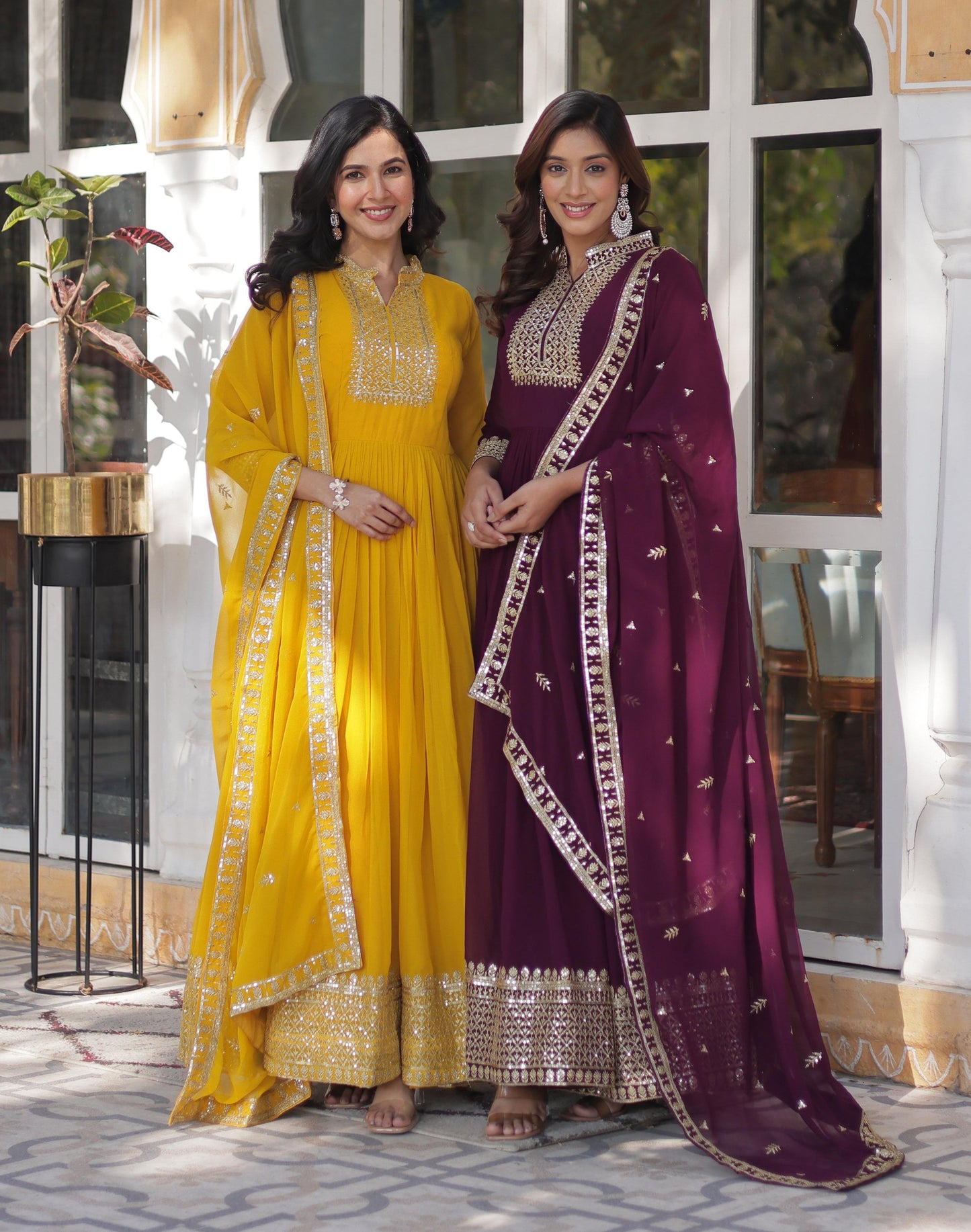 Magnificent Faux Georgette Rich Sequins Embroidered Gown With Dupatta - INDIAN ELEGANCE
