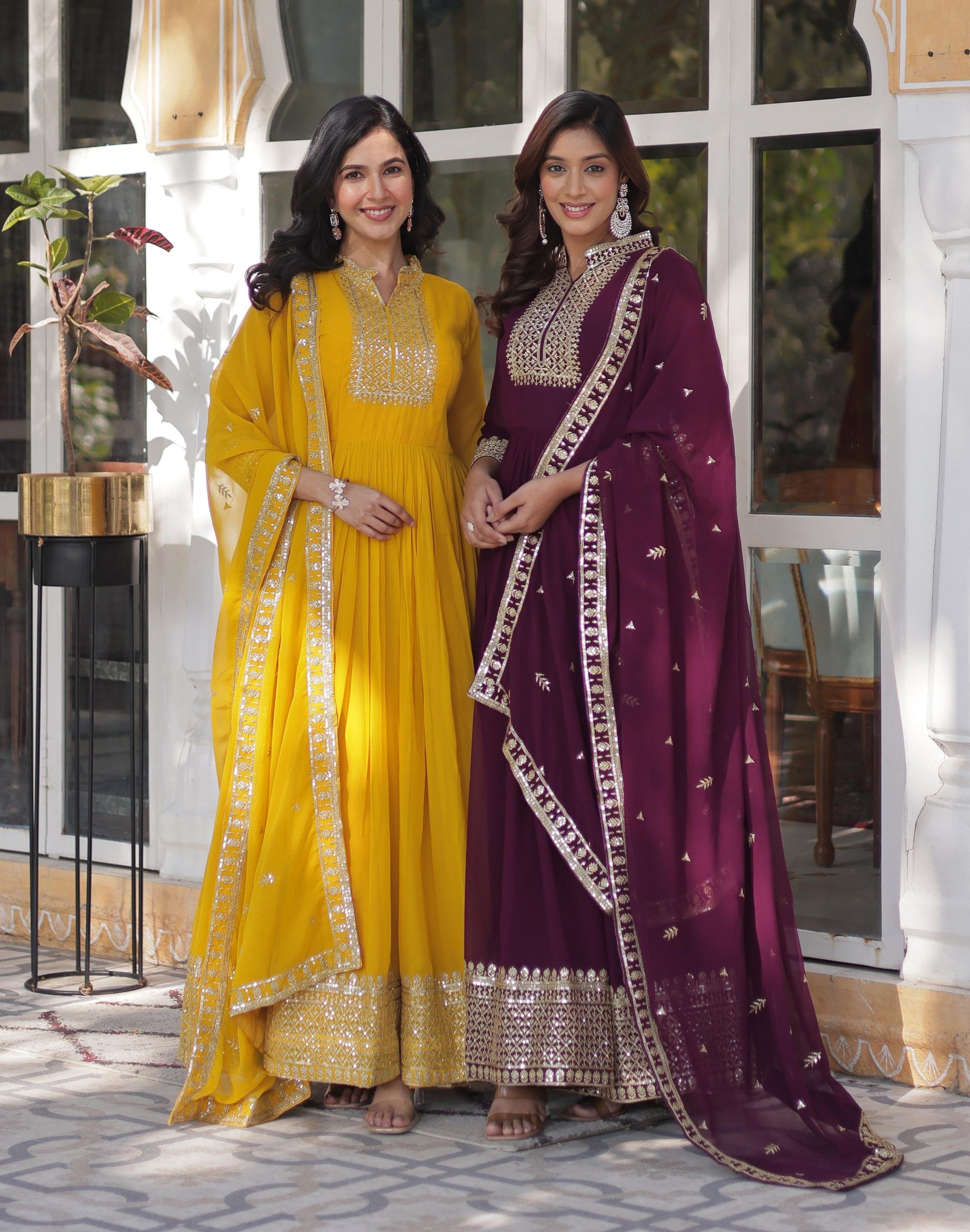 Magnificent Faux Georgette Rich Sequins Embroidered Gown With Dupatta - INDIAN ELEGANCE