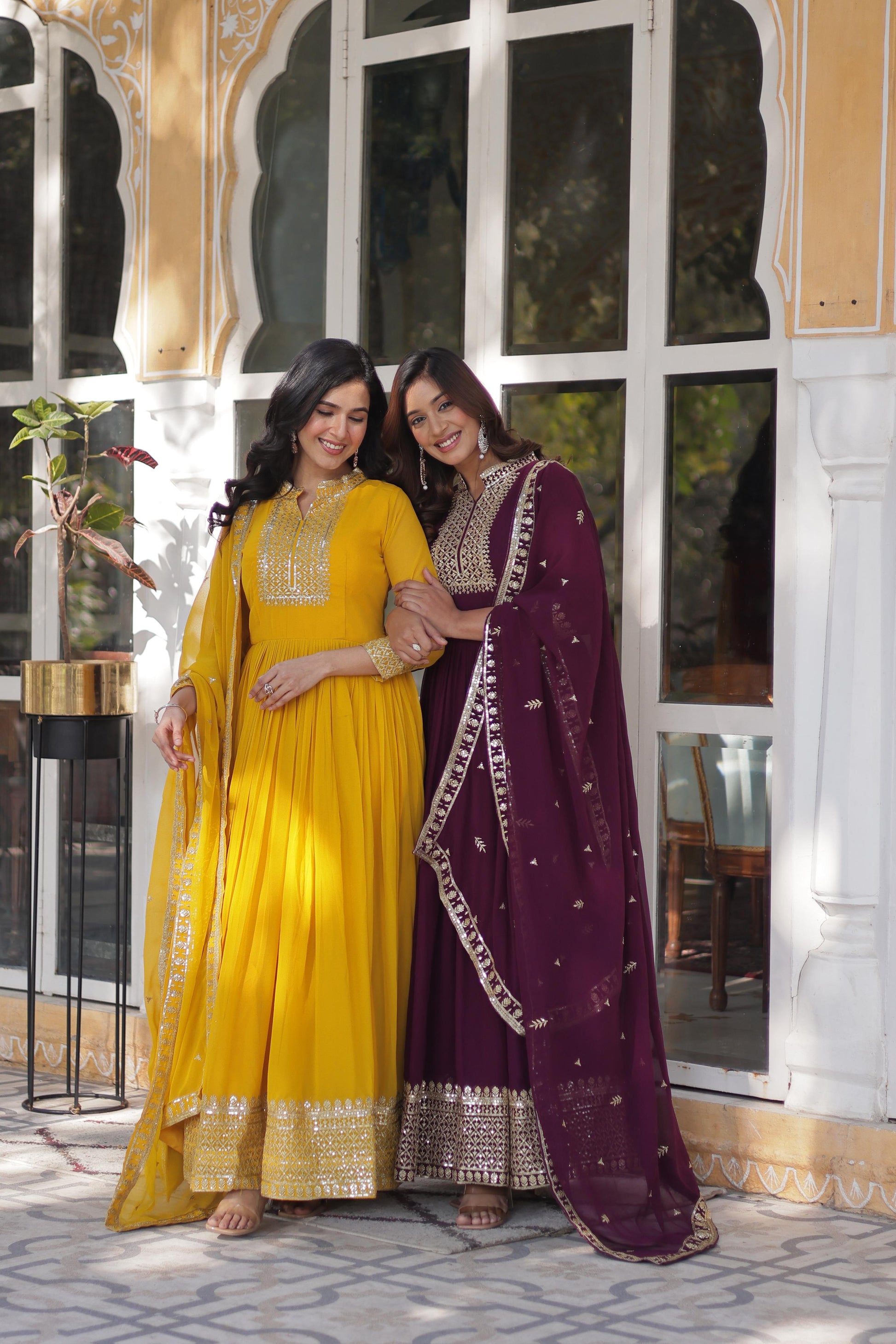 Magnificent Faux Georgette Rich Sequins Embroidered Gown With Dupatta - INDIAN ELEGANCE