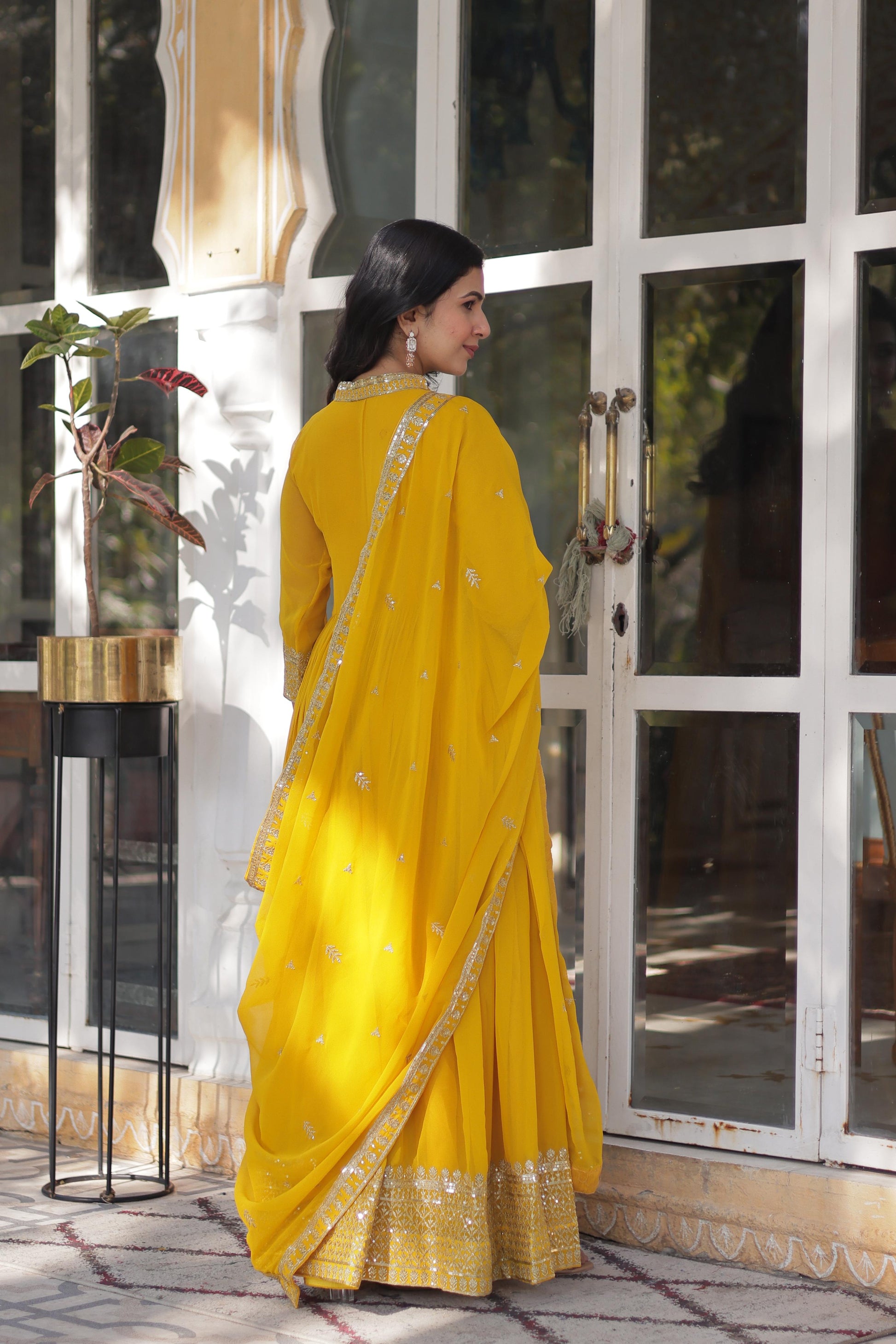 Magnificent Faux Georgette Rich Sequins Embroidered Gown With Dupatta - INDIAN ELEGANCE