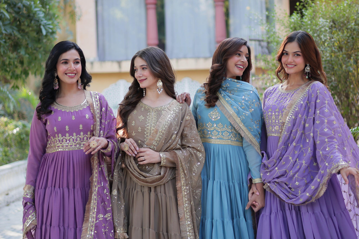 Spellbinding Georgette Ruffle Sequins Embroidered Gown With Dupatta - INDIAN ELEGANCE