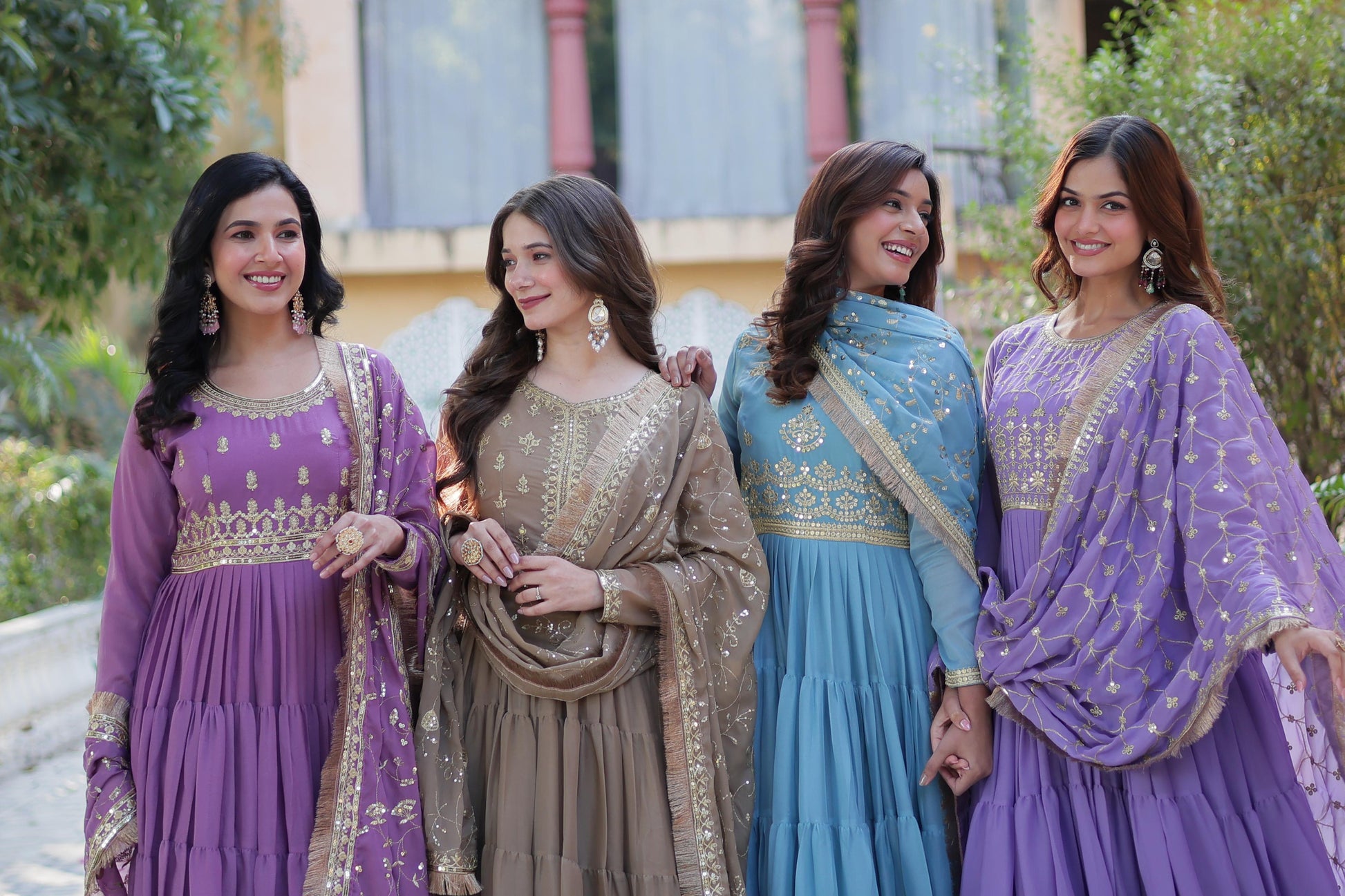 Spellbinding Georgette Ruffle Sequins Embroidered Gown With Dupatta - INDIAN ELEGANCE