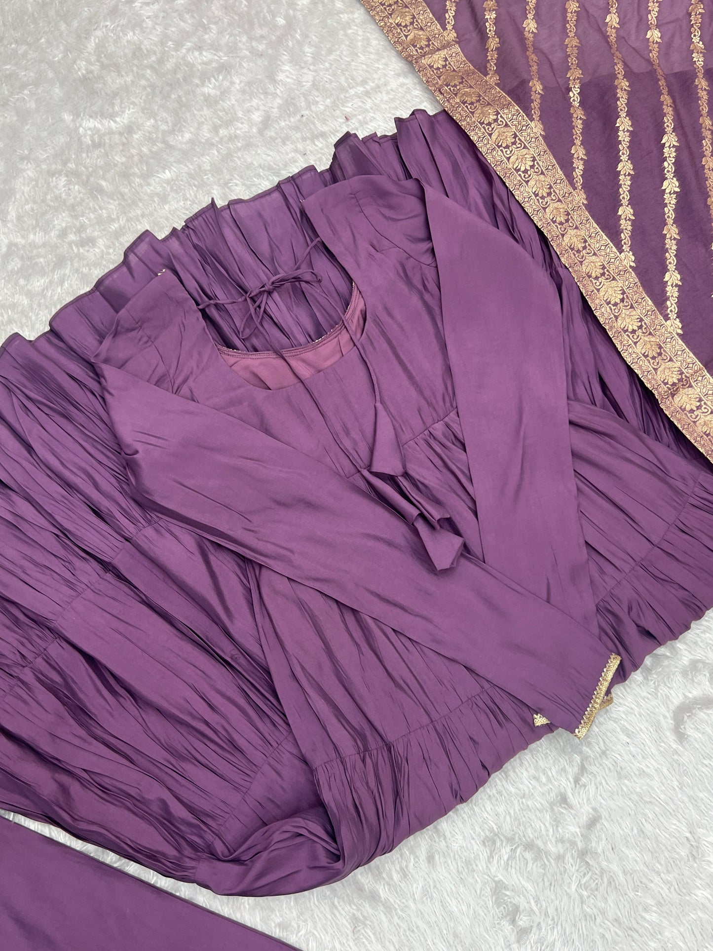 Elegant Pure Roman Silk 9 Mtr Flared Designer Anarkali Suit - INDIAN ELEGANCE