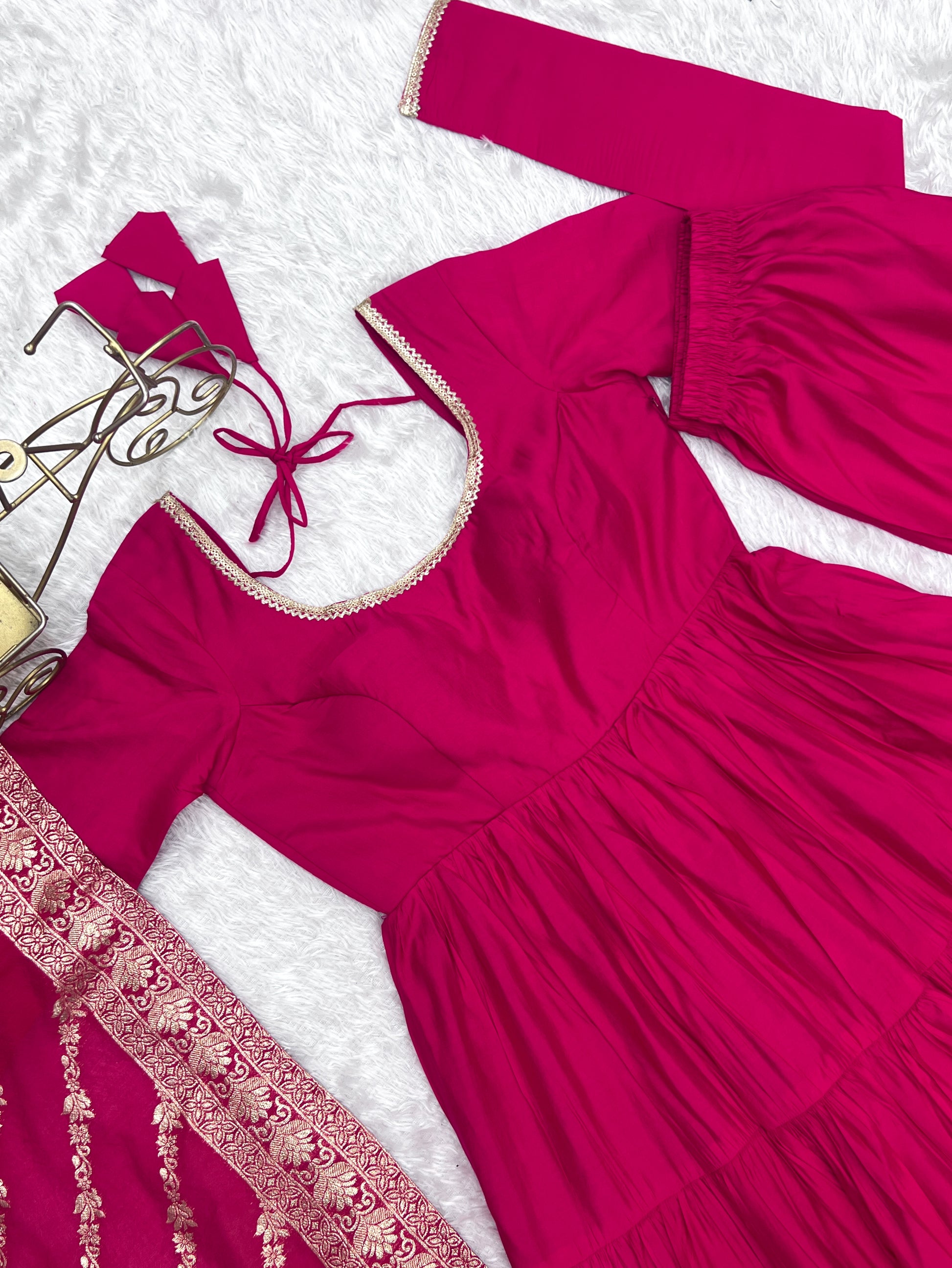 Elegant Pure Roman Silk 9 Mtr Flared Designer Anarkali Suit - INDIAN ELEGANCE