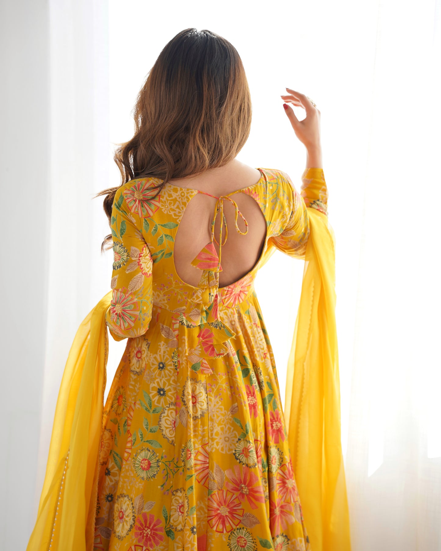 Yellow Pure Soft Roman Silk Kediya Kurta Palazzo Set - INDIAN ELEGANCE