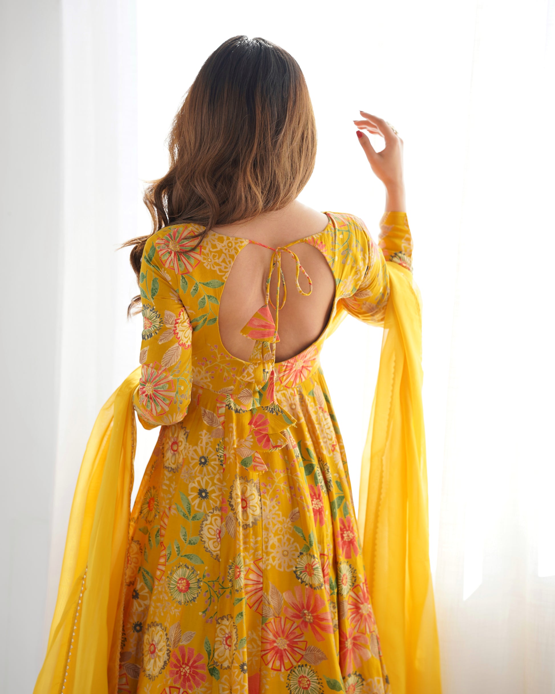 Yellow Pure Soft Roman Silk Kediya Kurta Palazzo Set - INDIAN ELEGANCE