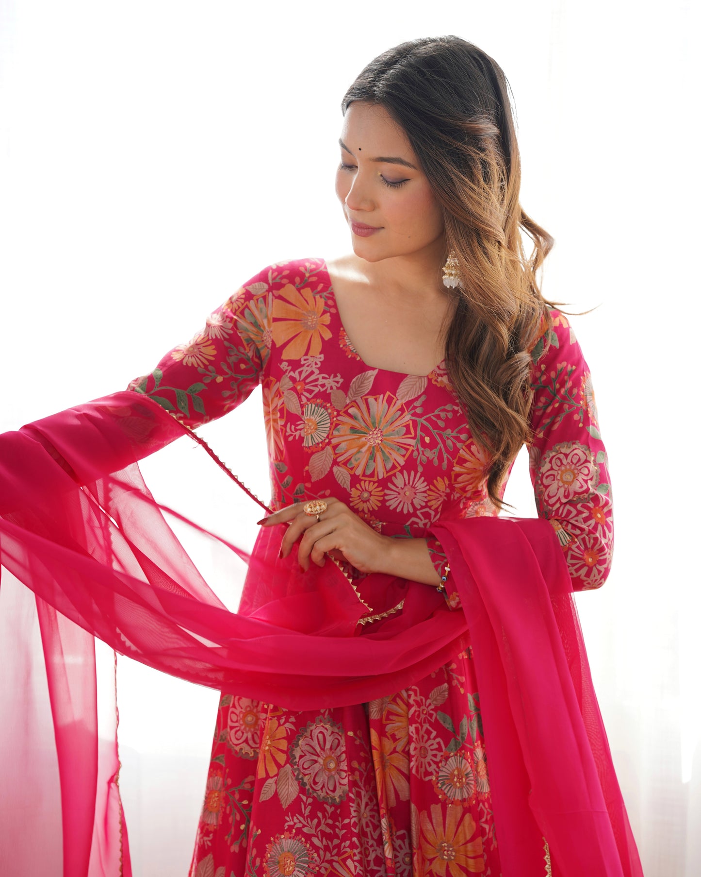 Exquisite Pure Soft Roman Silk Kediya Kurta Palazzo Set