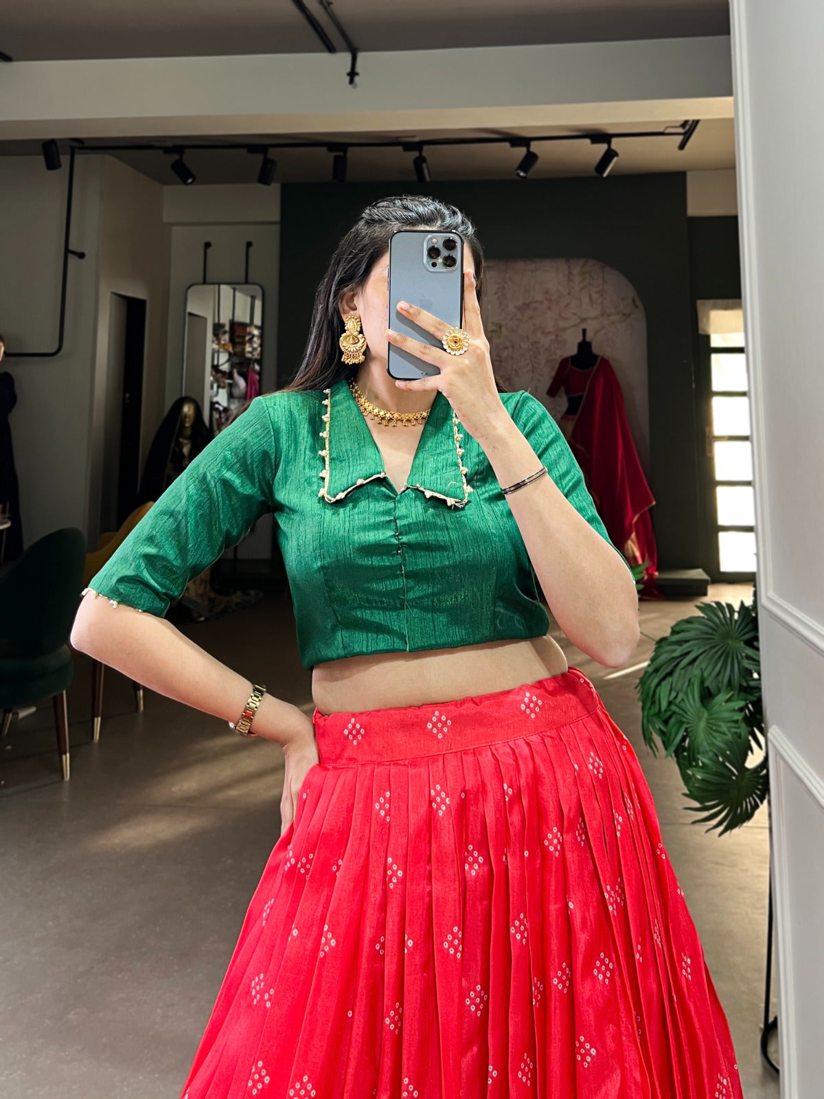 Magnificent Kalamkari Printed Zari Weaving Border Dola Silk Lehenga Choli
