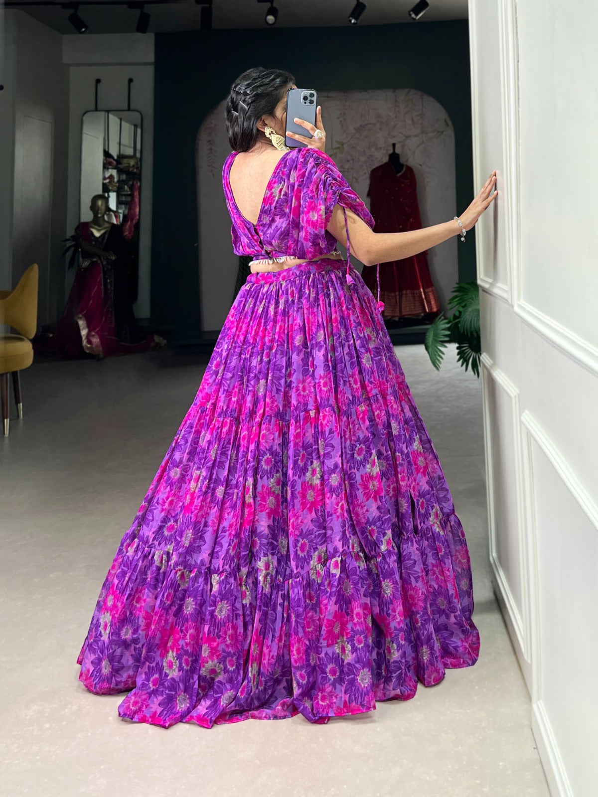 Fabulous Soft Chiffon Floral Printed Lehenga With Blouse Set - INDIAN ELEGANCE