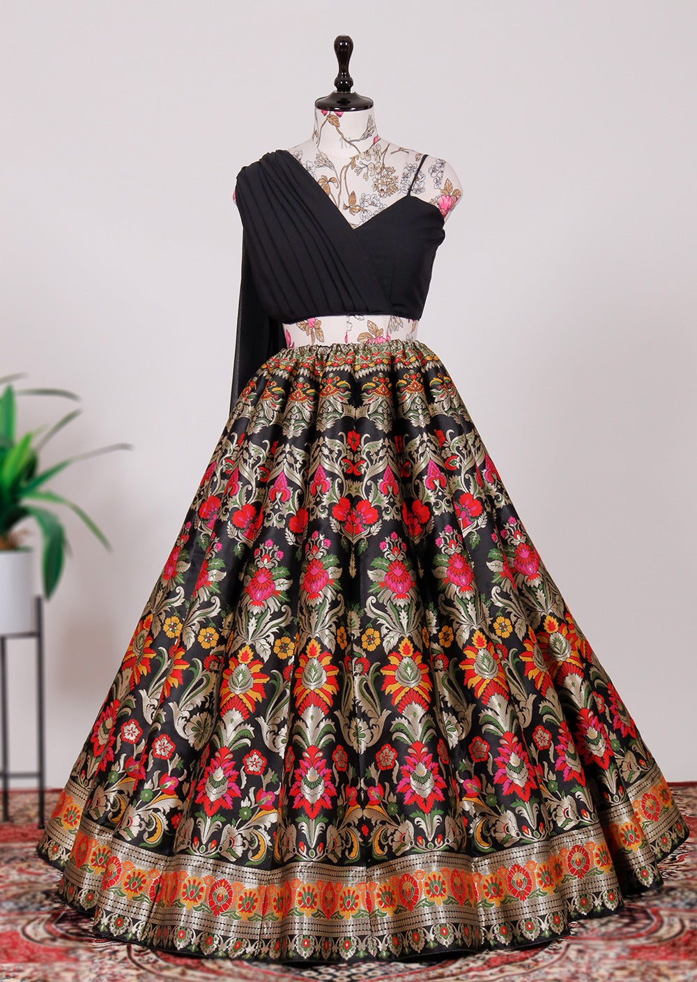 Resplendent Banarasi Silk Zari Weaving Worked Lehenga With Blouse - INDIAN ELEGANCE