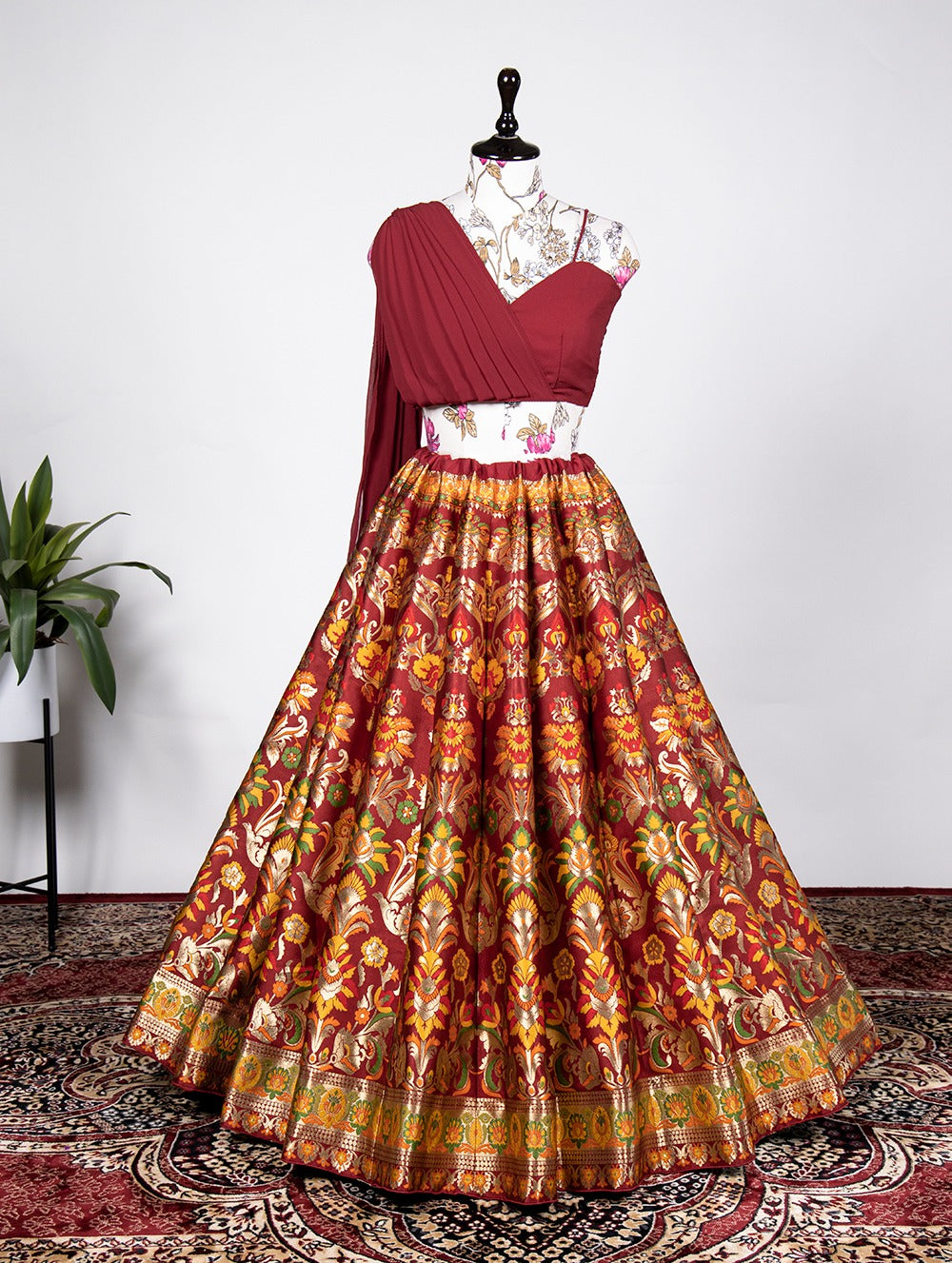 Resplendent Banarasi Silk Zari Weaving Worked Lehenga With Blouse - INDIAN ELEGANCE