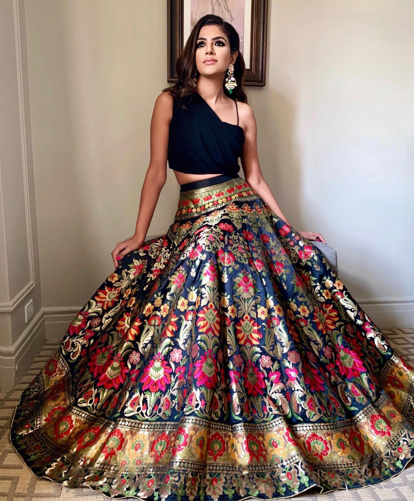 Resplendent Banarasi Silk Zari Weaving Worked Lehenga With Blouse - INDIAN ELEGANCE