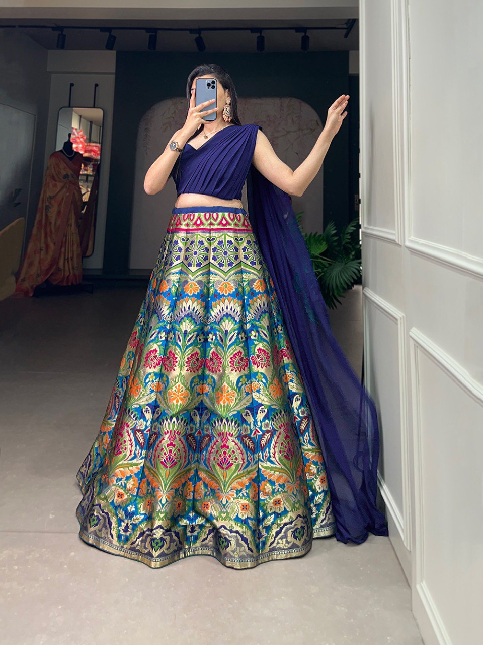 Lovely Banarasi Silk Zari Weaving Worked Designer Lehenga Choli - INDIAN ELEGANCE