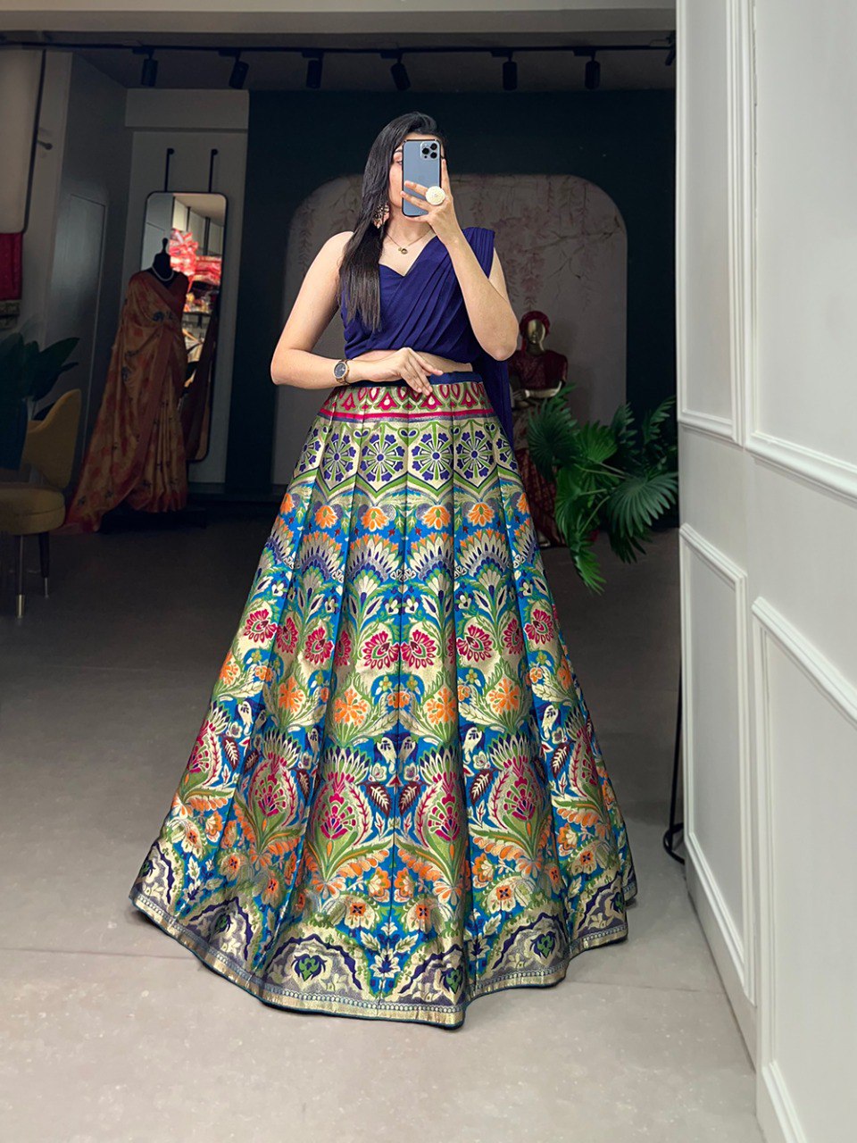 Lovely Banarasi Silk Zari Weaving Worked Designer Lehenga Choli - INDIAN ELEGANCE