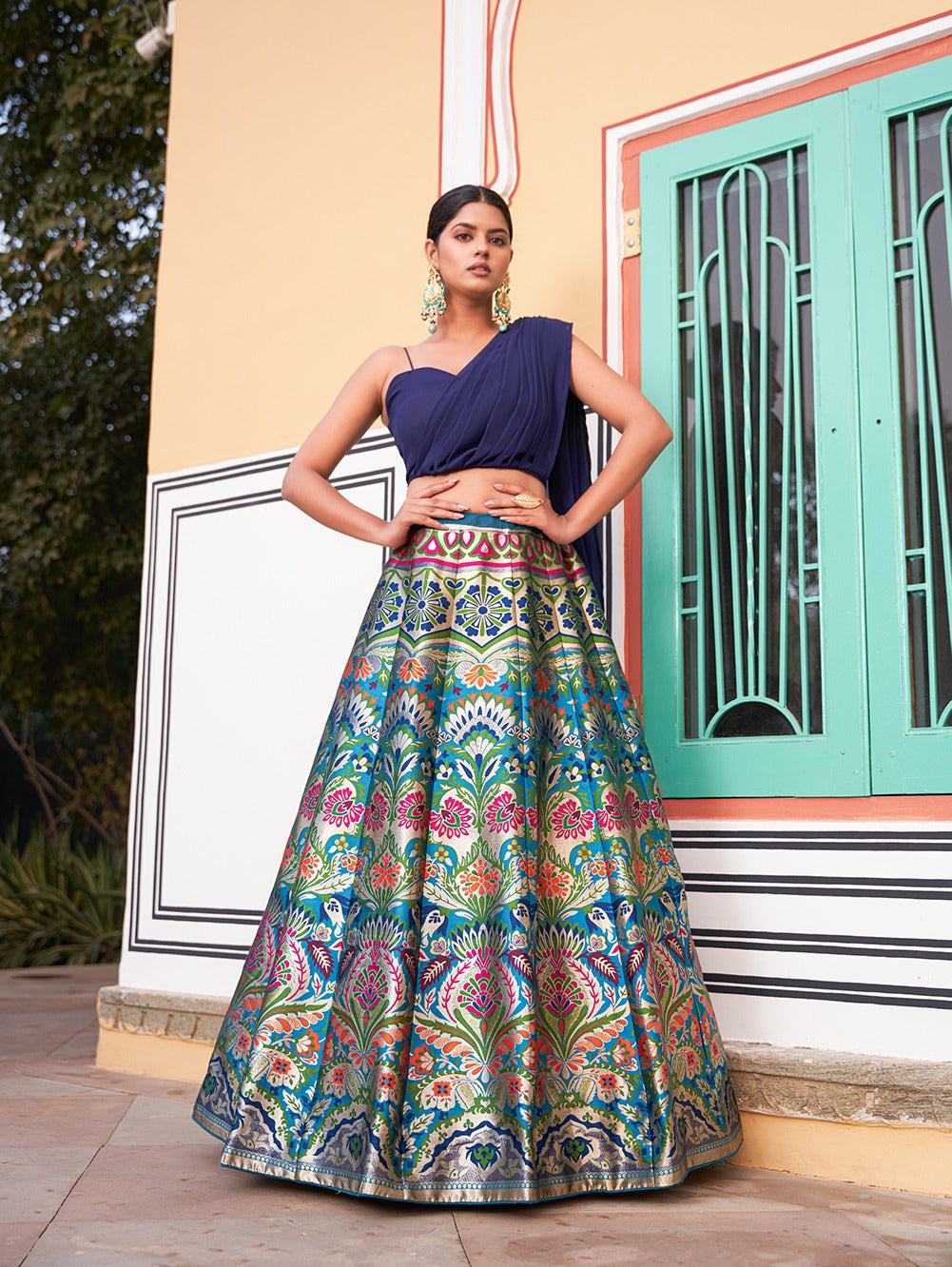 Lovely Banarasi Silk Zari Weaving Worked Designer Lehenga Choli - INDIAN ELEGANCE