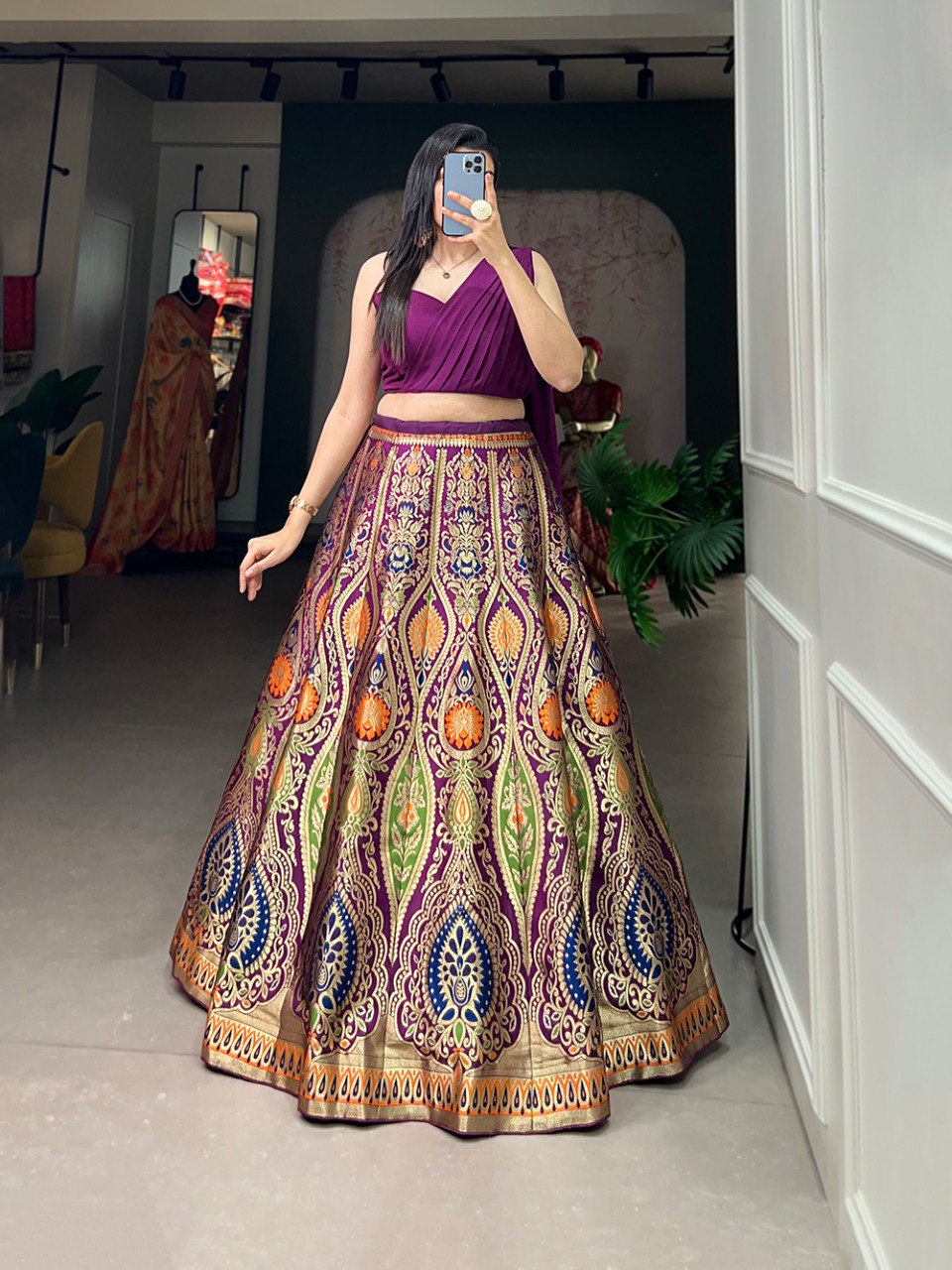 Lovely Banarasi Silk Zari Weaving Worked Designer Lehenga Choli - INDIAN ELEGANCE