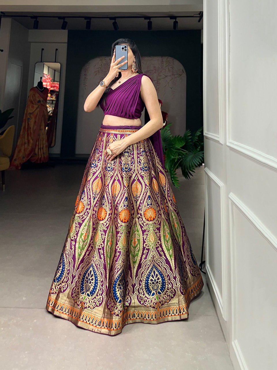 Lovely Banarasi Silk Zari Weaving Worked Designer Lehenga Choli - INDIAN ELEGANCE