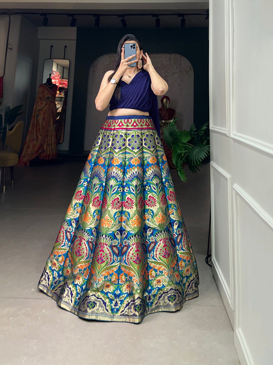 Lovely Banarasi Silk Zari Weaving Worked Designer Lehenga Choli - INDIAN ELEGANCE