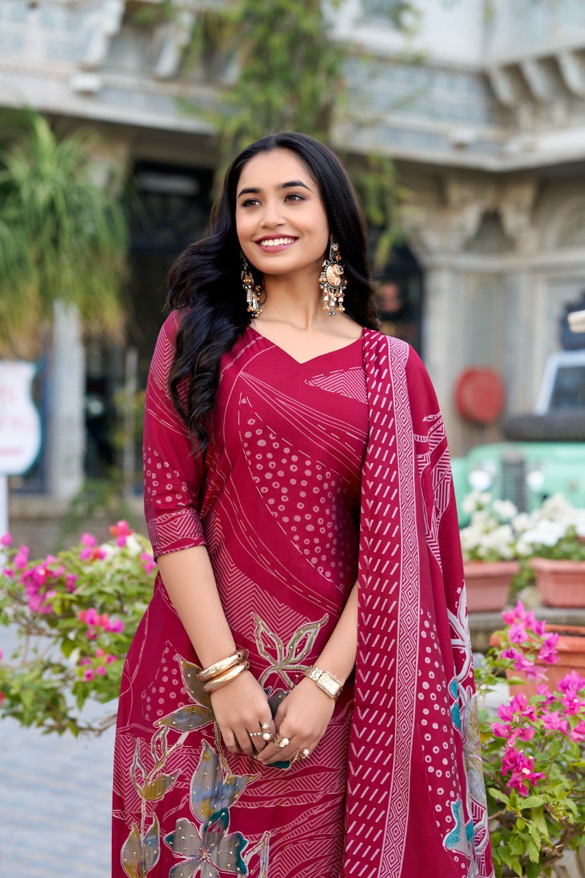 Spellbinding Roman Silk Floral Printed Top Palazzo Suit - INDIAN ELEGANCE