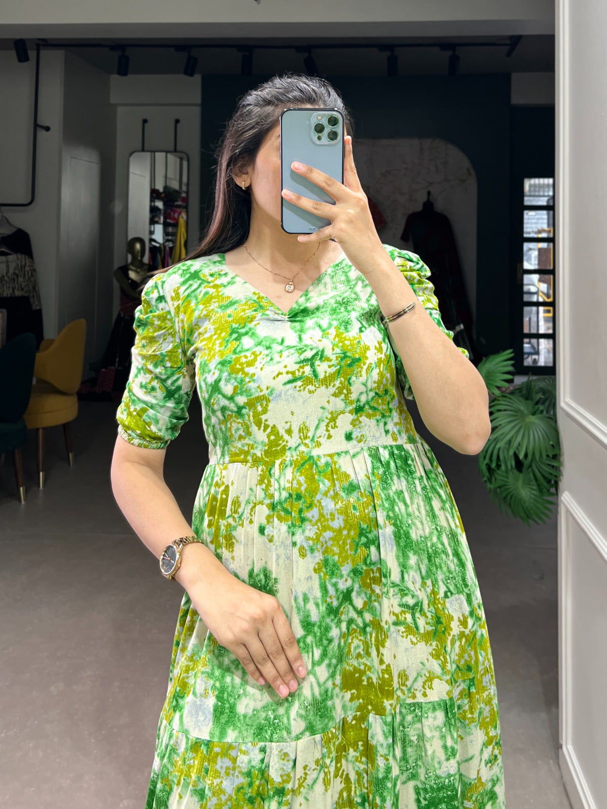 Magnificent Rayon Printed With Foil Worked Designer Kurti - INDIAN ELEGANCE