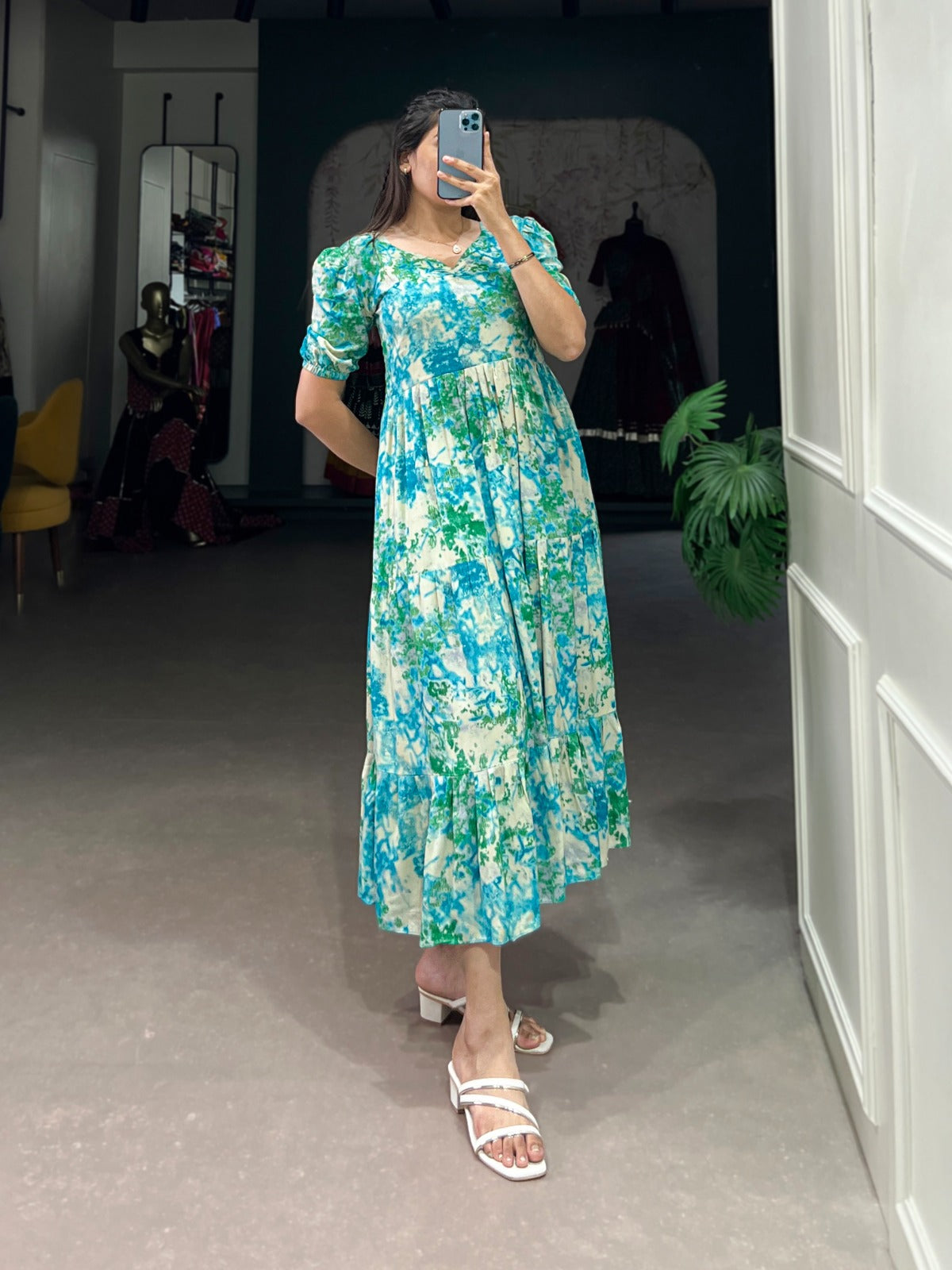 Magnificent Rayon Printed With Foil Worked Designer Kurti - INDIAN ELEGANCE