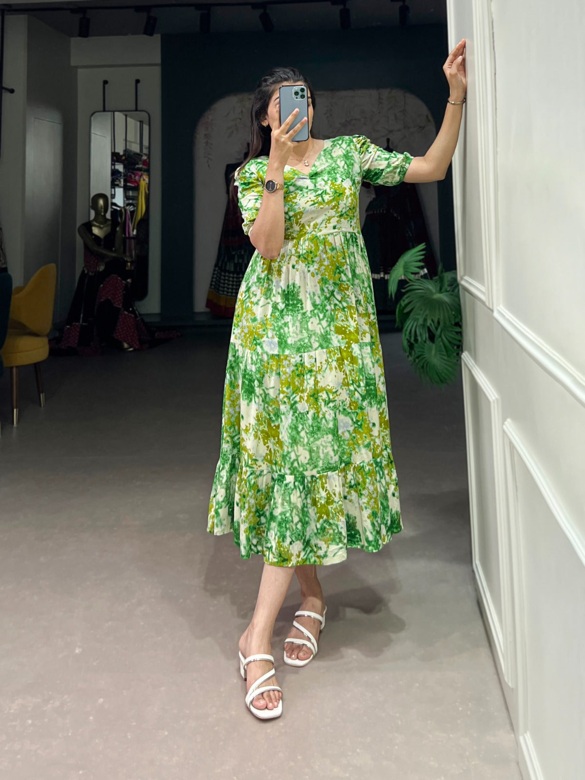 Magnificent Rayon Printed With Foil Worked Designer Kurti - INDIAN ELEGANCE