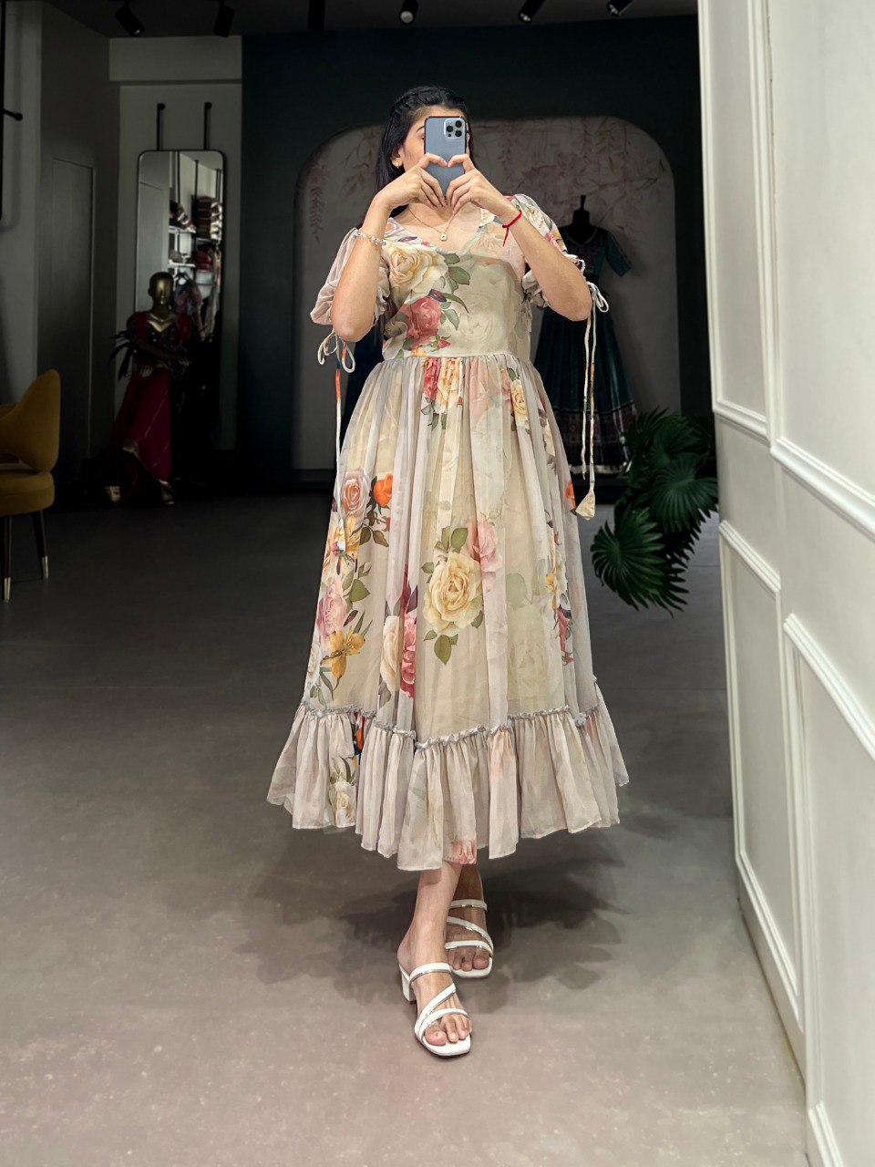 Radiant Georgette Floral Printed Designer Kurti - INDIAN ELEGANCE