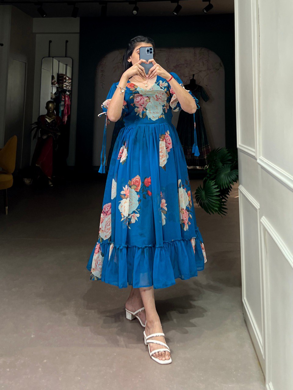 Radiant Georgette Floral Printed Designer Kurti - INDIAN ELEGANCE