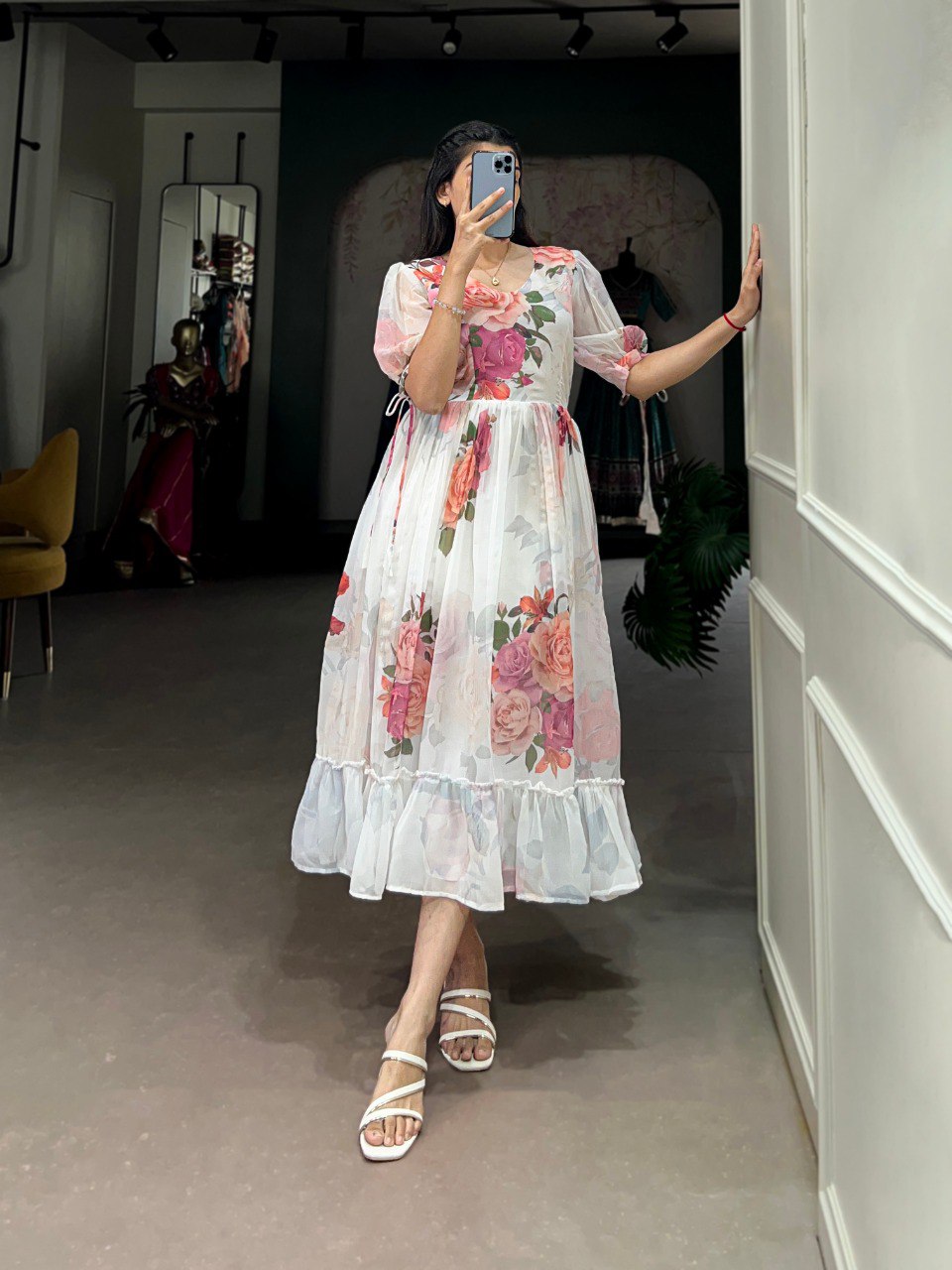 Radiant Georgette Floral Printed Designer Kurti - INDIAN ELEGANCE