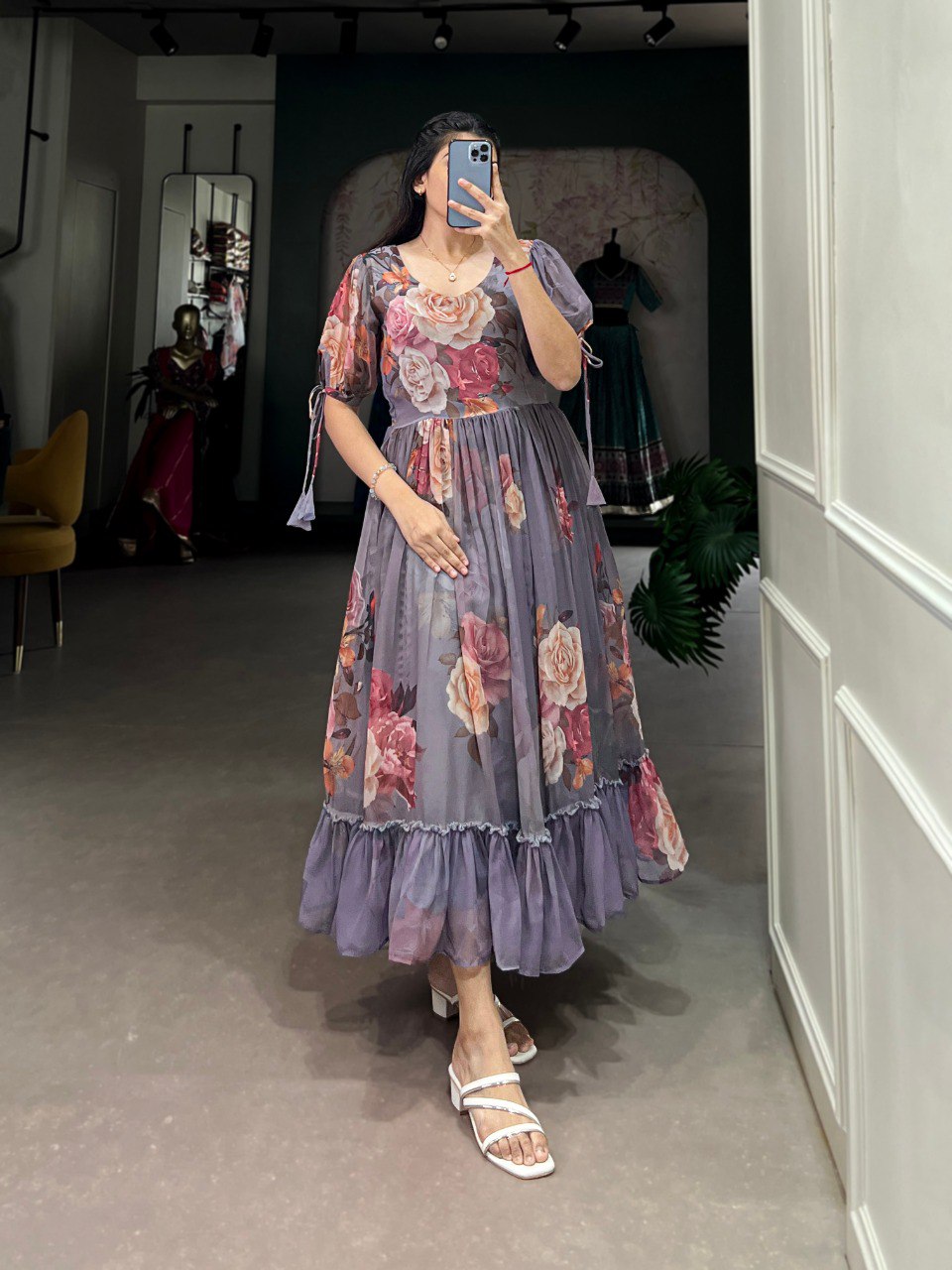 Radiant Georgette Floral Printed Designer Kurti - INDIAN ELEGANCE