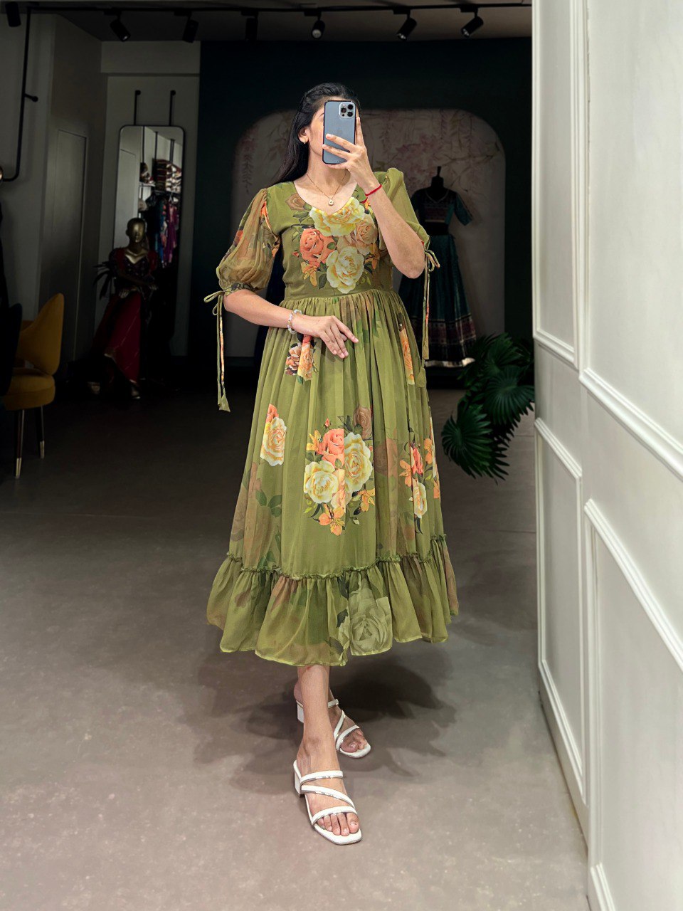 Radiant Georgette Floral Printed Designer Kurti - INDIAN ELEGANCE