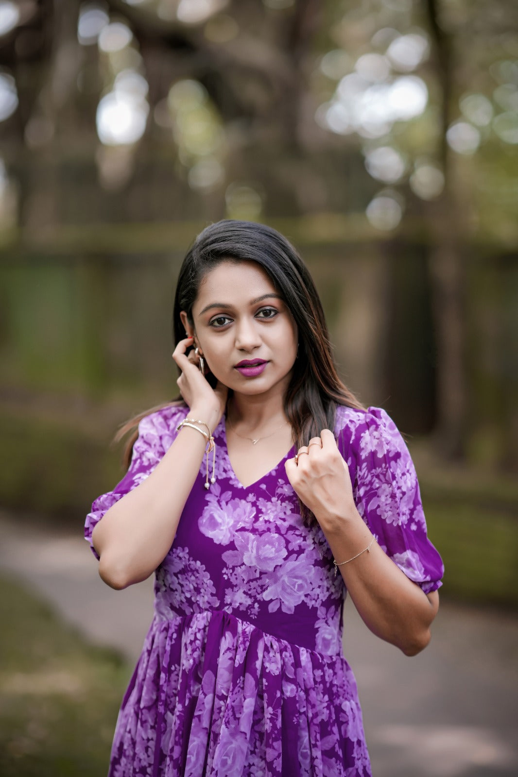 Alluring Purple Floral Printed Stitched Kurti - INDIAN ELEGANCE
