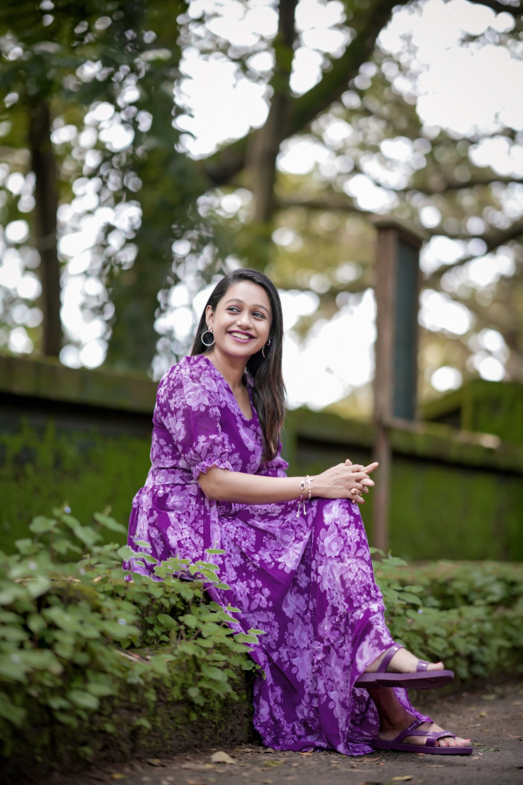 Alluring Purple Floral Printed Stitched Kurti - INDIAN ELEGANCE