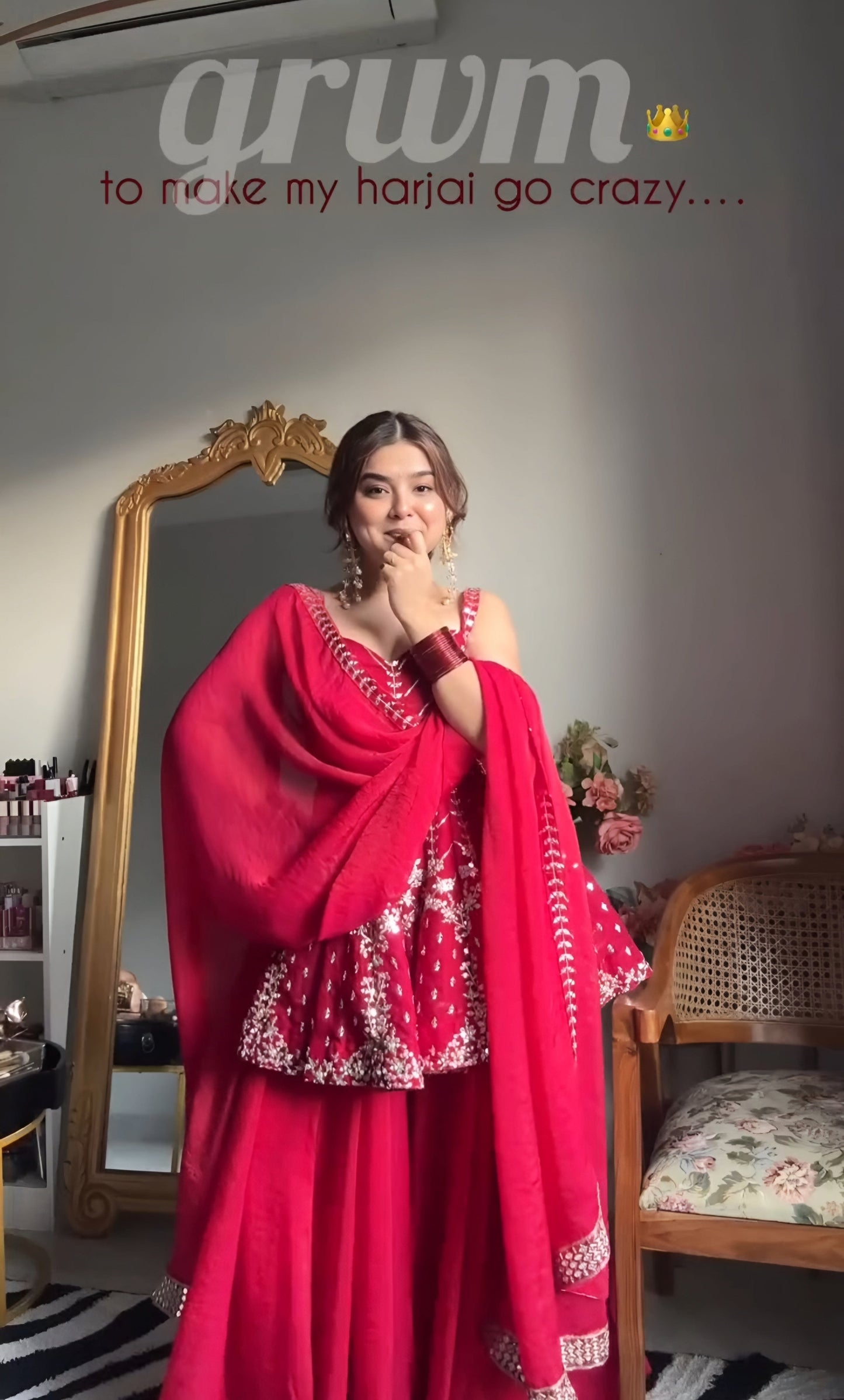wedding wear  Rani Pink Heavy Sequin Kurti Sharara Set with Dupatta.