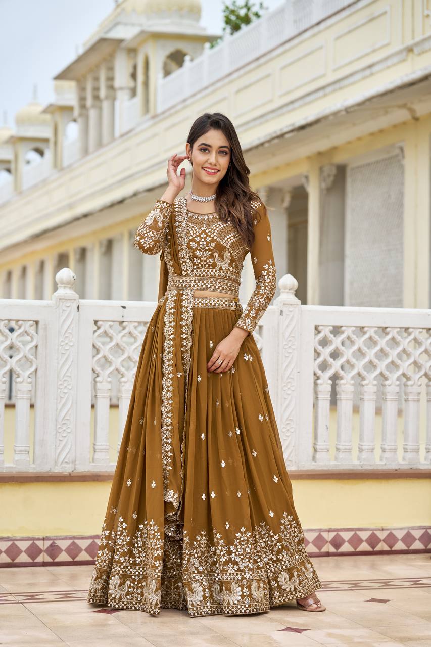 Ravishing Faux Georgette Sequins Embroidered Lehenga Choli