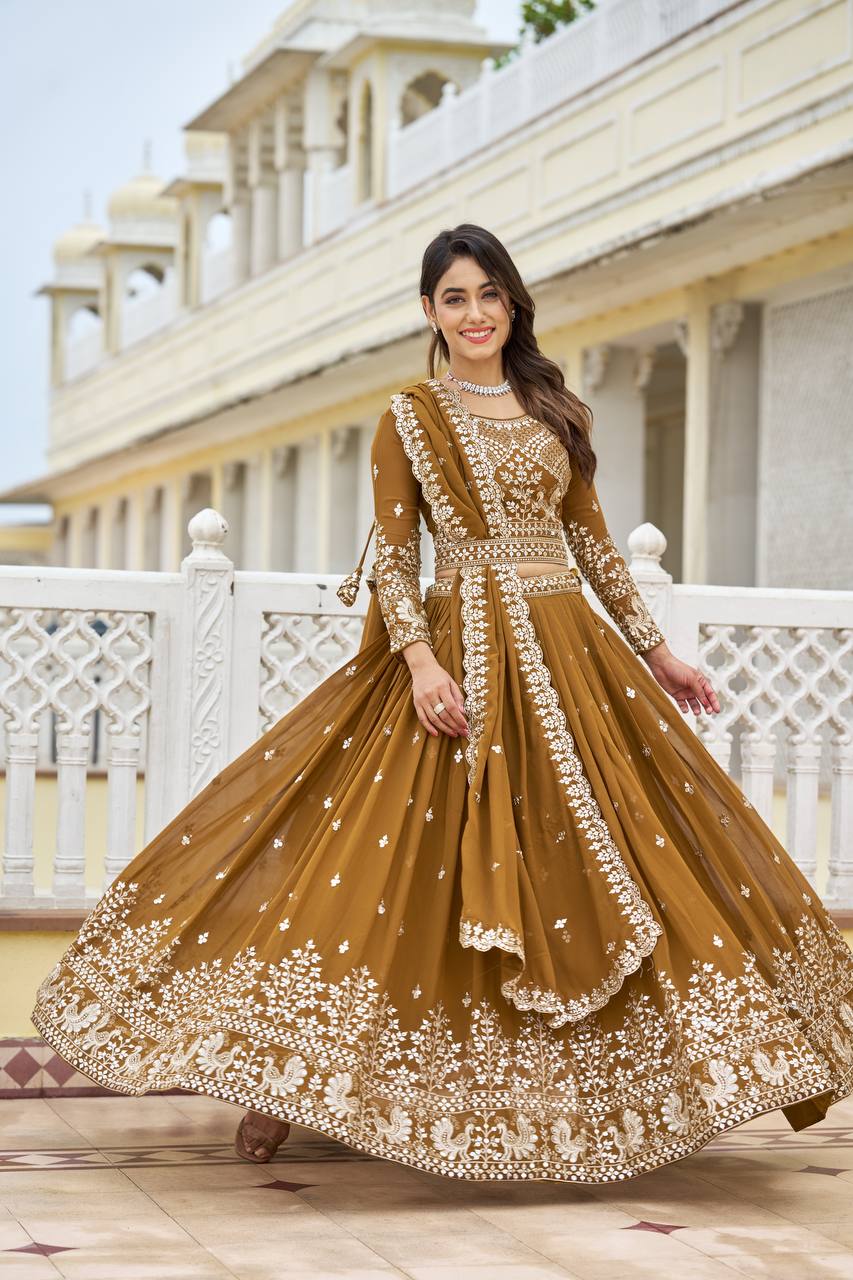 Ravishing Faux Georgette Sequins Embroidered Lehenga Choli