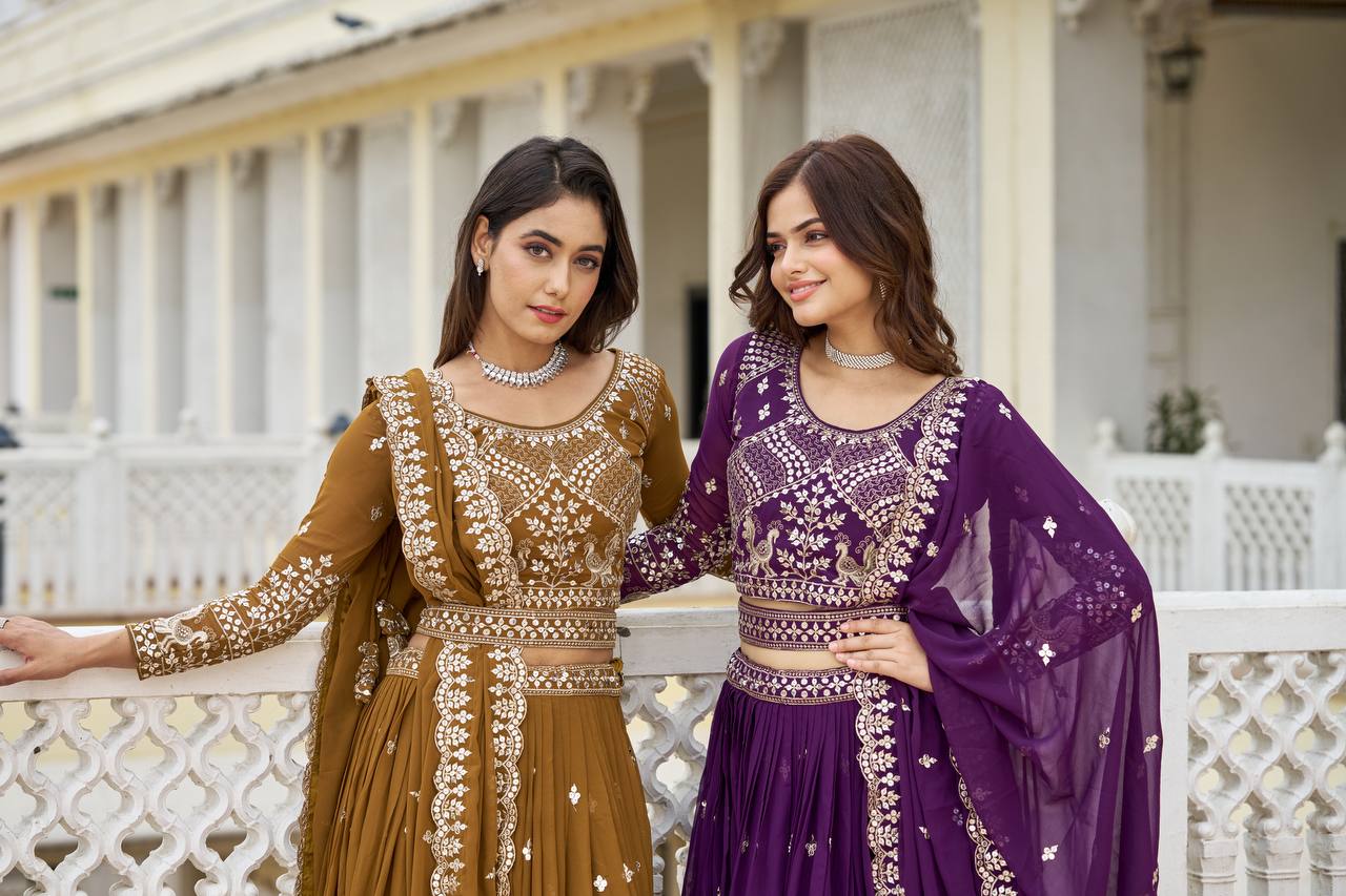 Ravishing Faux Georgette Sequins Embroidered Lehenga Choli