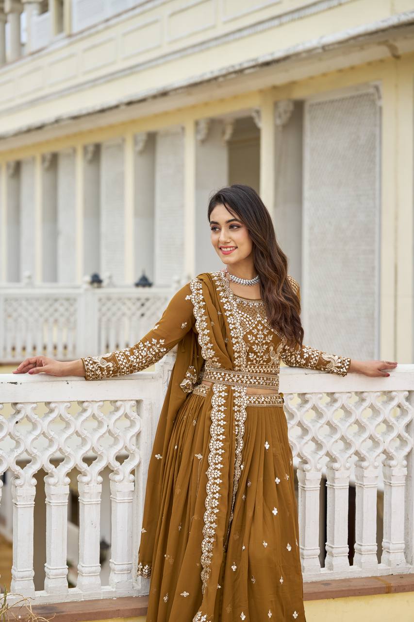 Ravishing Faux Georgette Sequins Embroidered Lehenga Choli