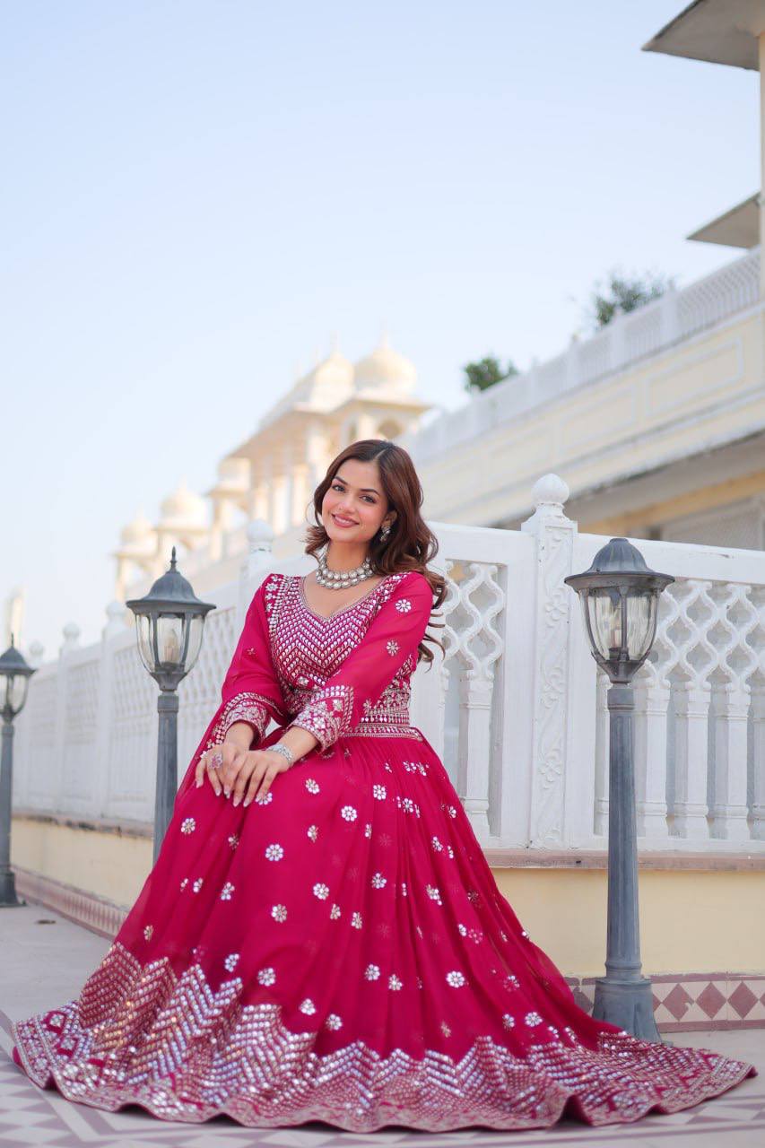 Stunning Faux Georgette Lehenga Choli Set With Embroidery Sequence Work