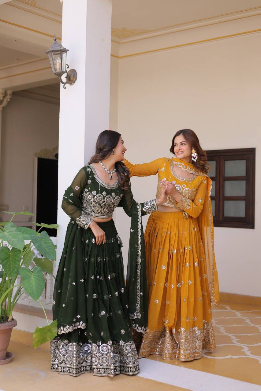 Luminous Faux Georgette Sequins Embroidered Lehenga Choli